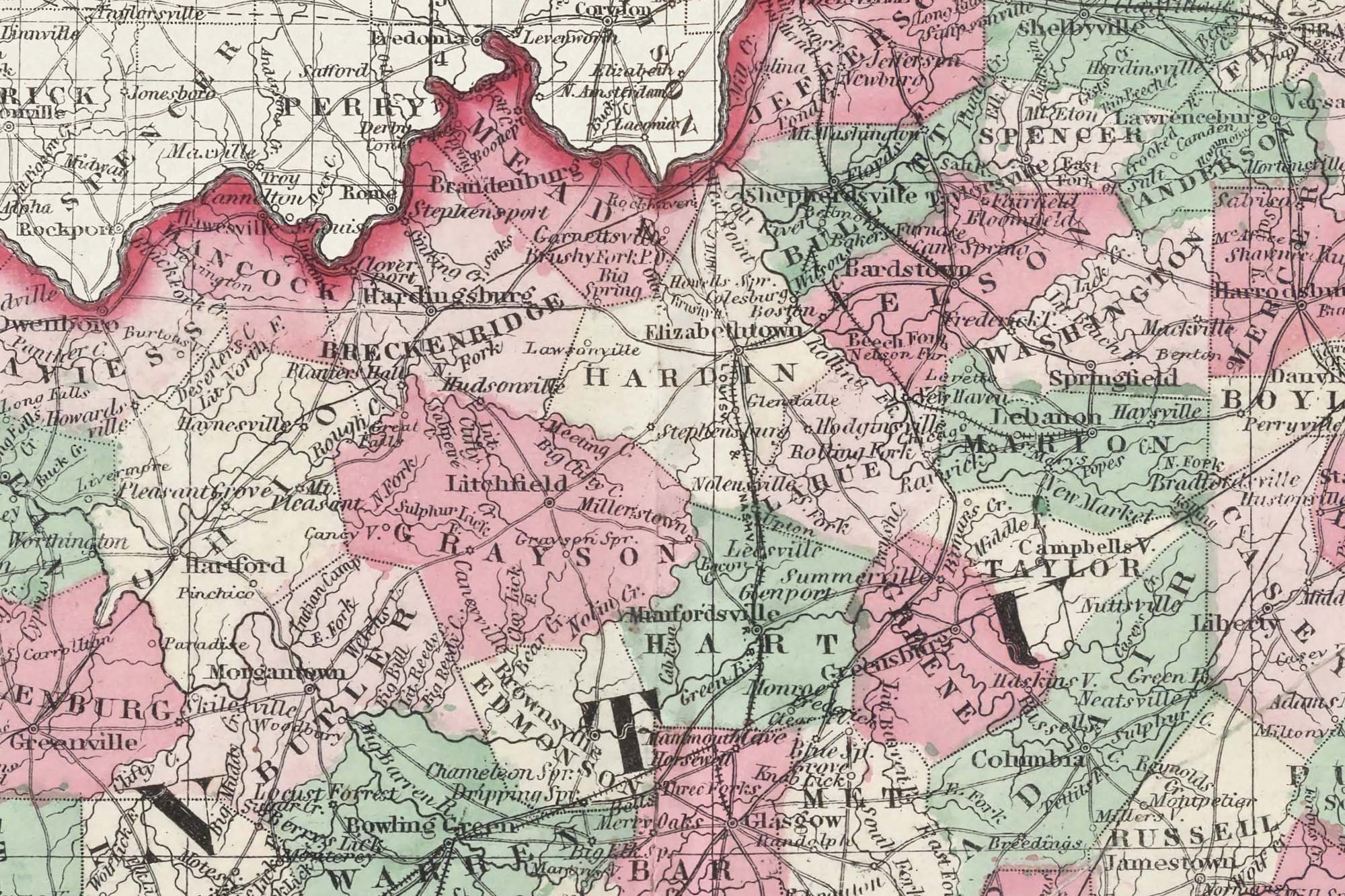 detailed old Kentucky map
