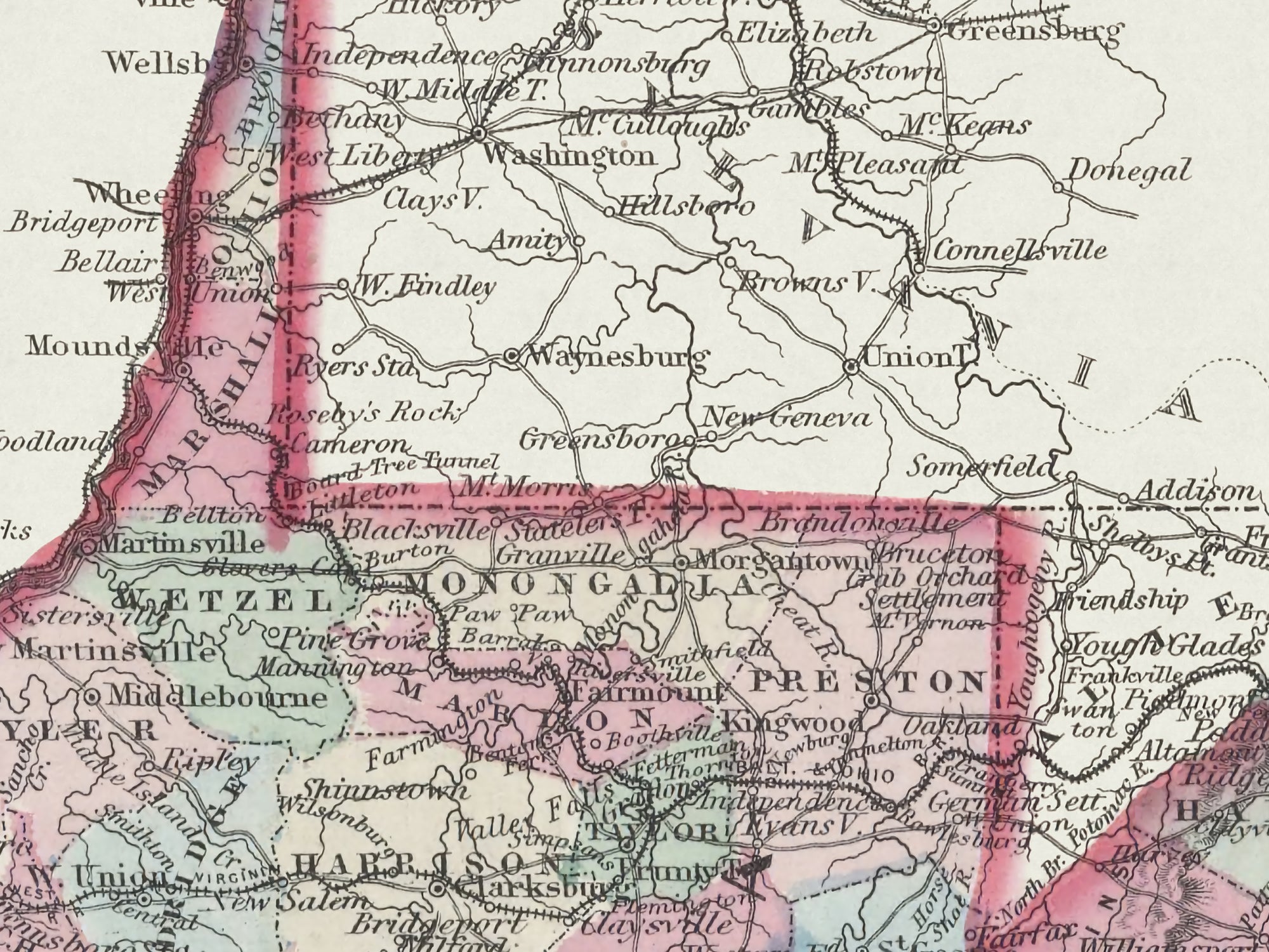 antique virginia map print