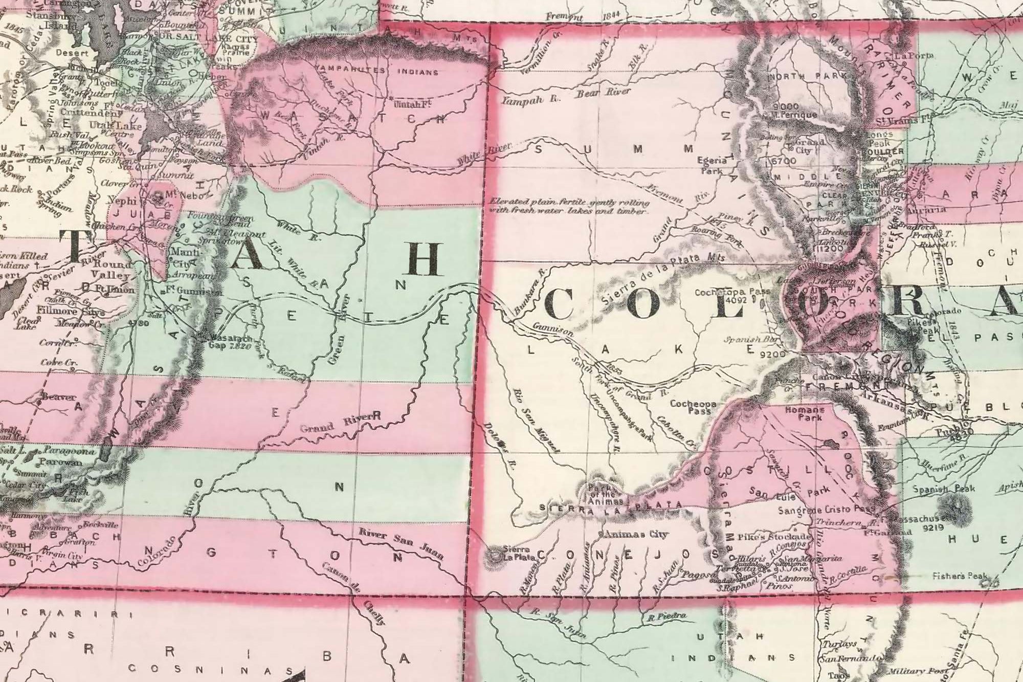historic colorado utah california map