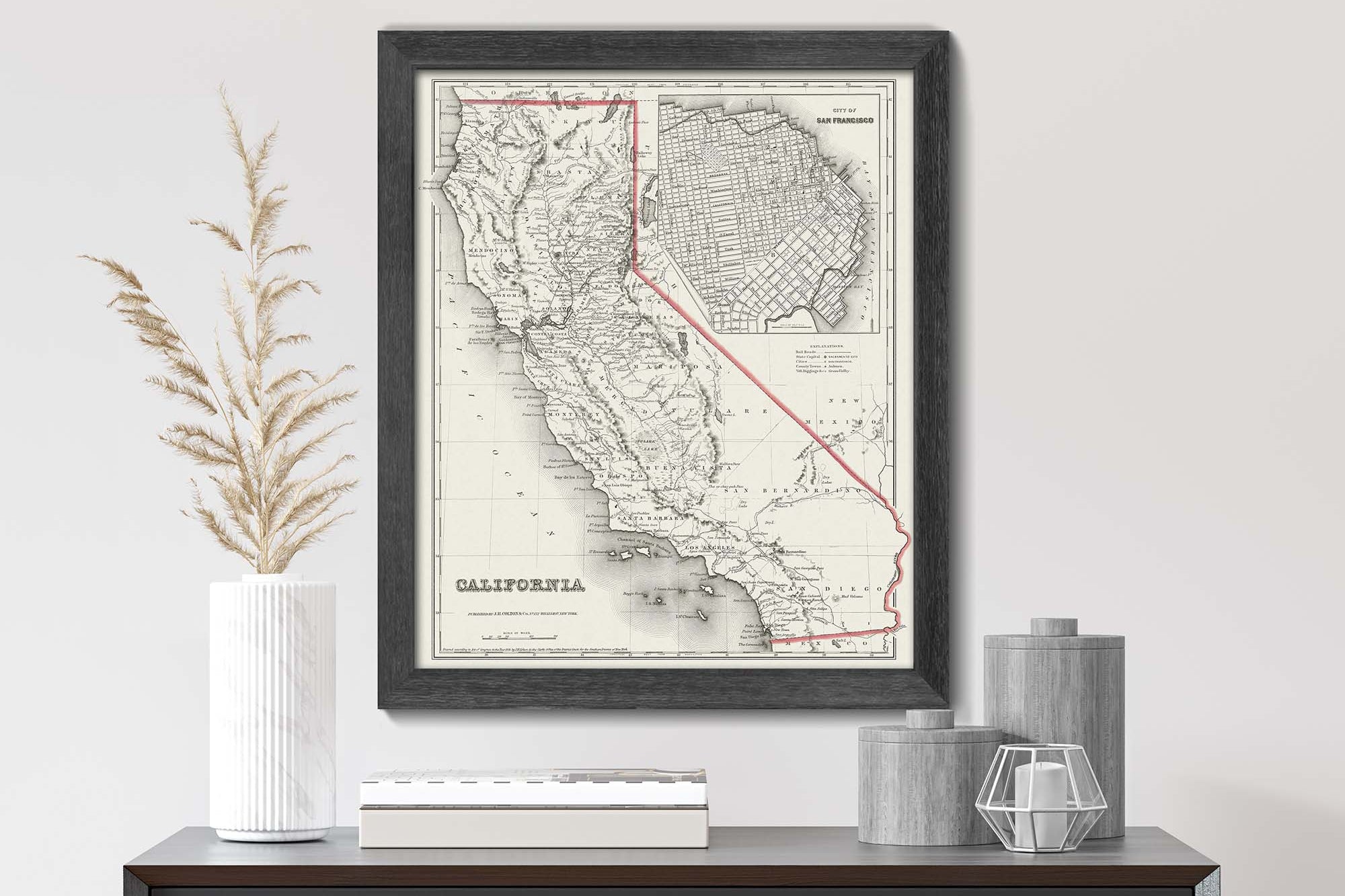 Historical Map of California 1850s