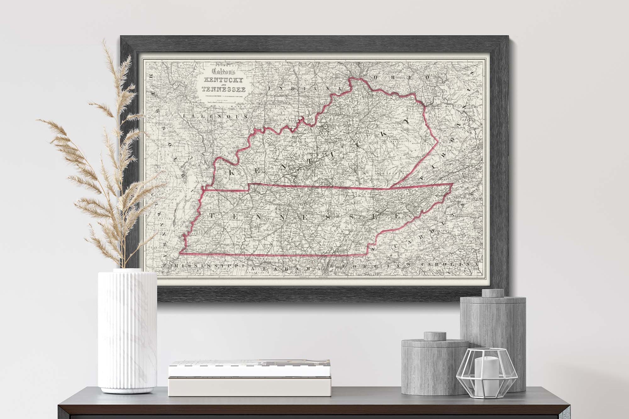 Old Kentucky and Tennessee Map