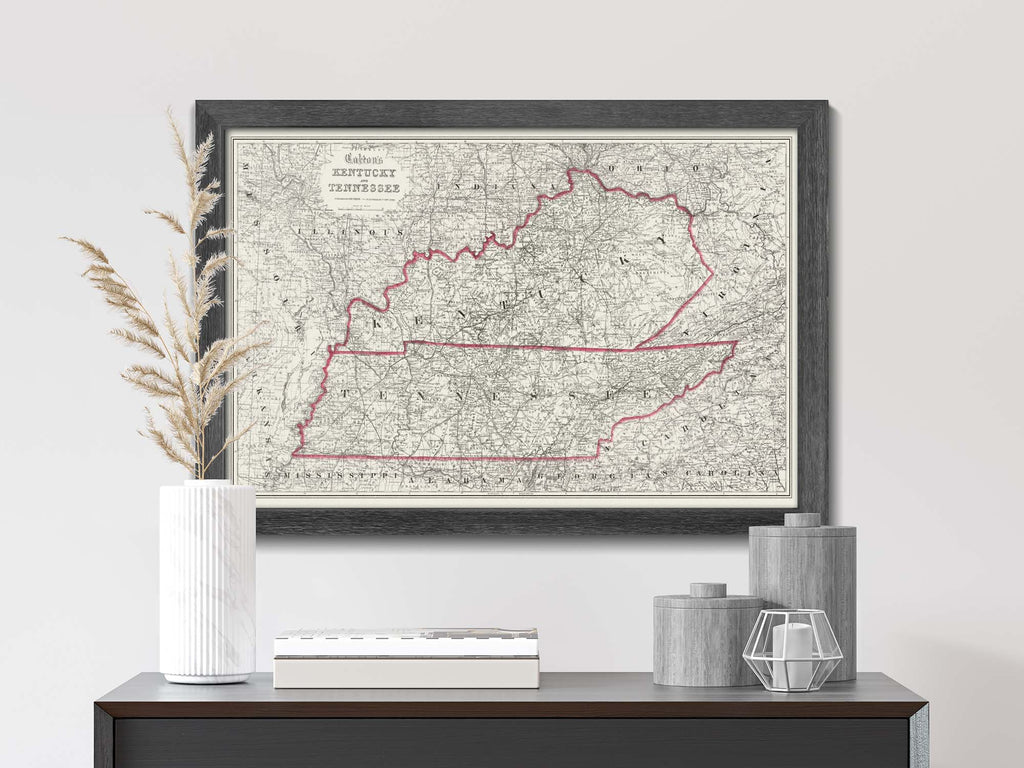 Old Kentucky and Tennessee Map