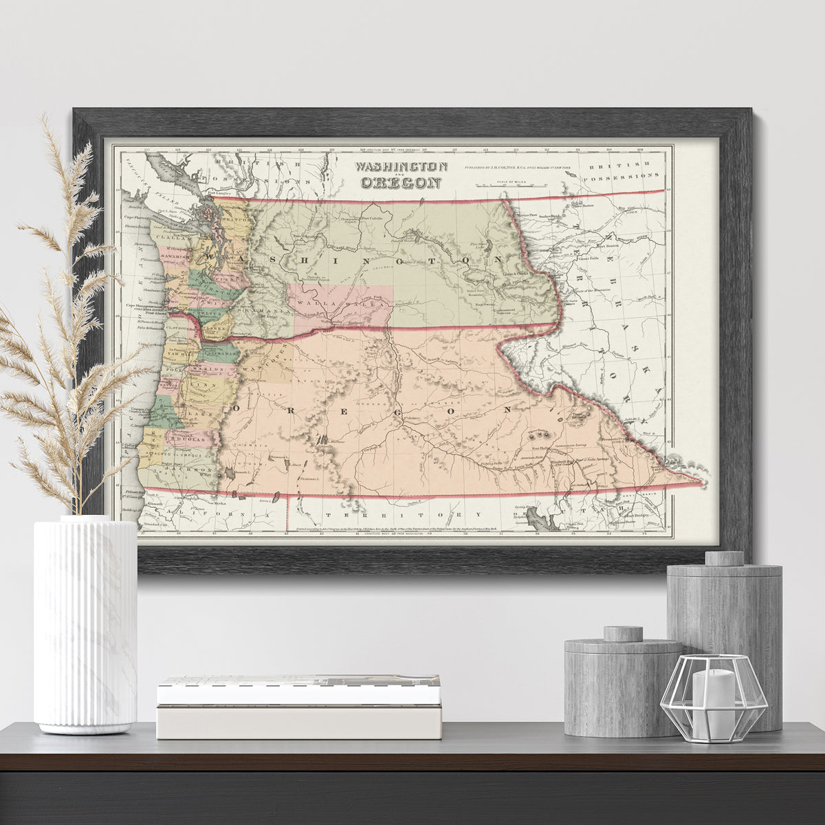 Vintage State of Washington & Oregon Map – GeoJango Maps
