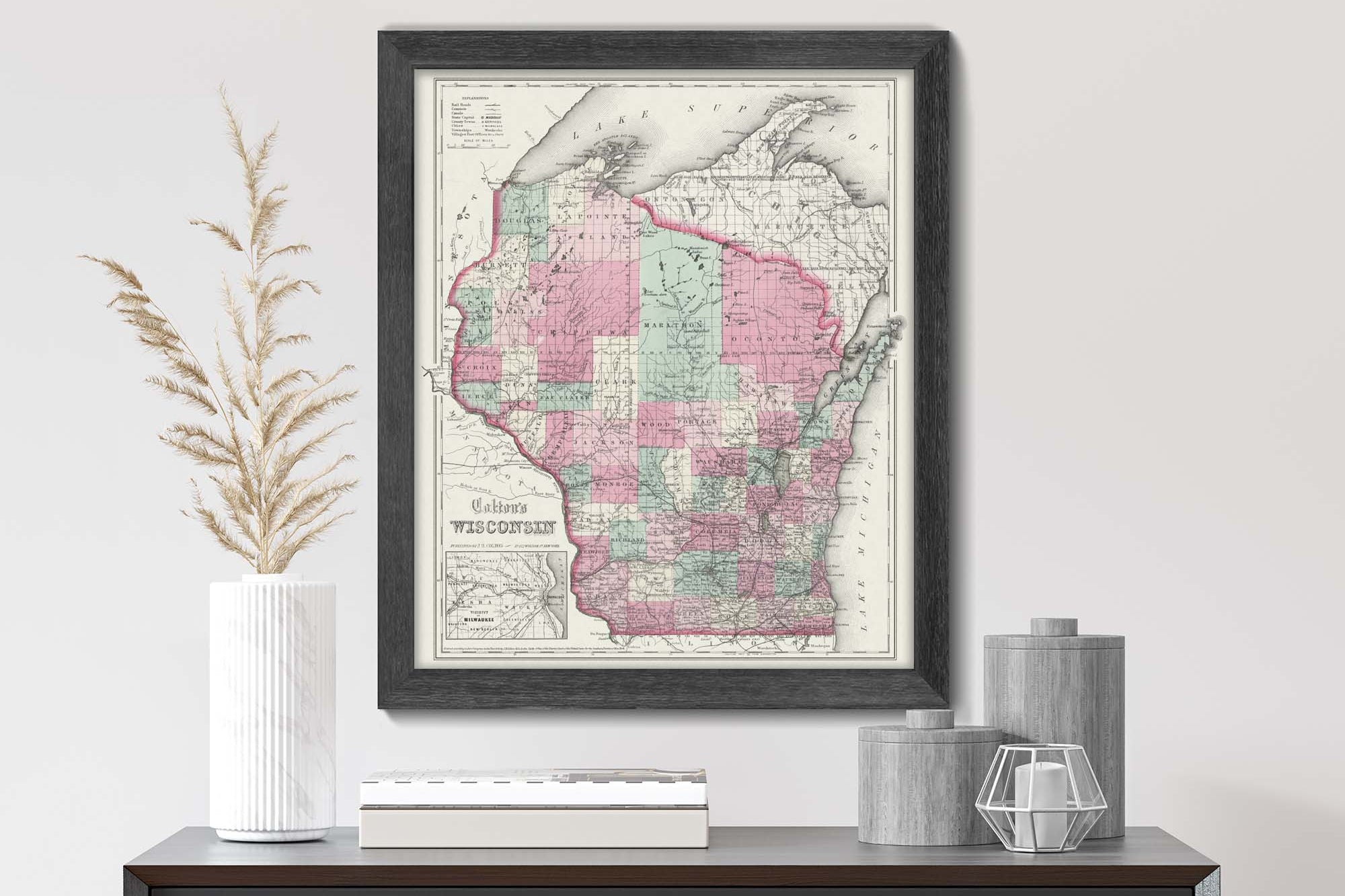 Vintage Wisconsin map 