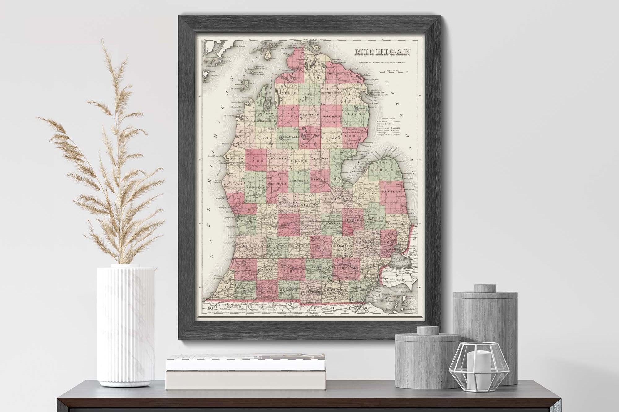 Antique State Map of Michigan