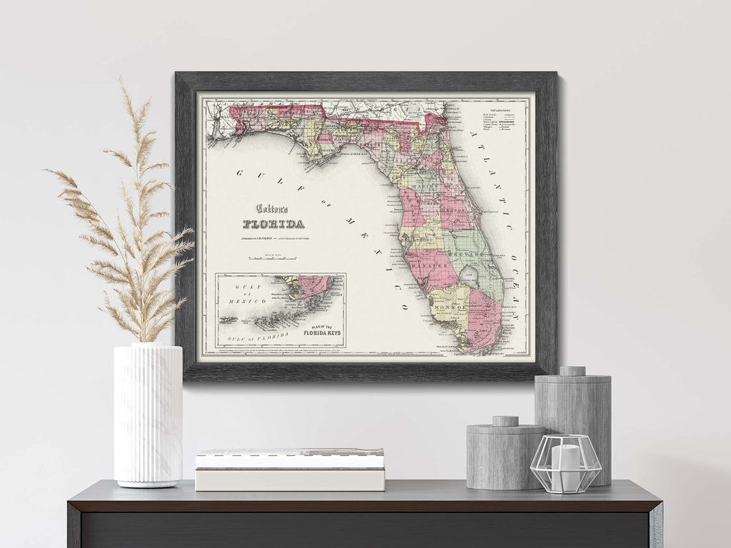 Antique State Map of Florida 