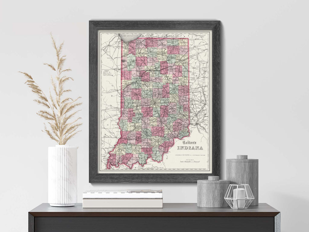 Vintage State Map of Indiana