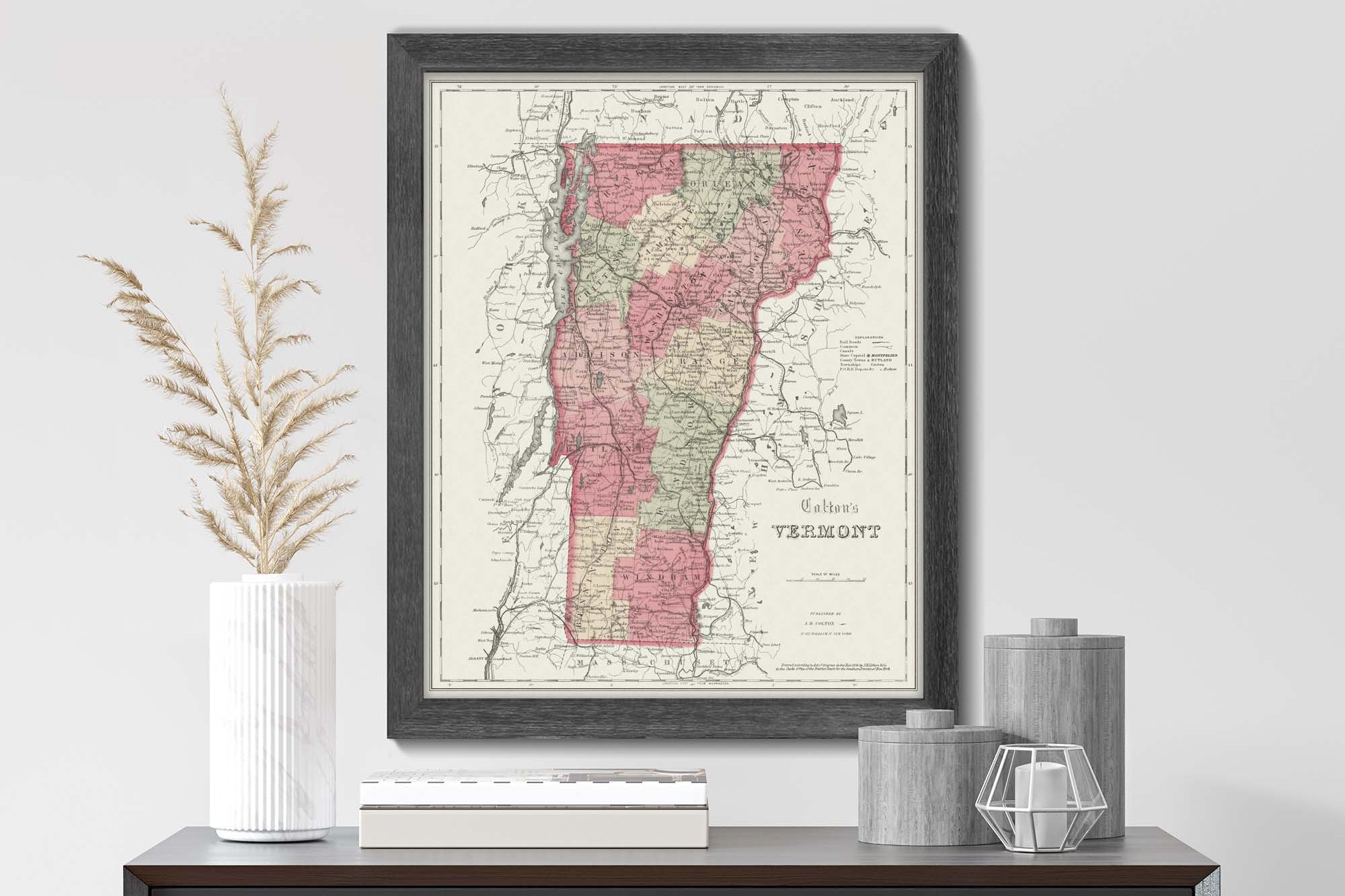 Vintage Vermont map print