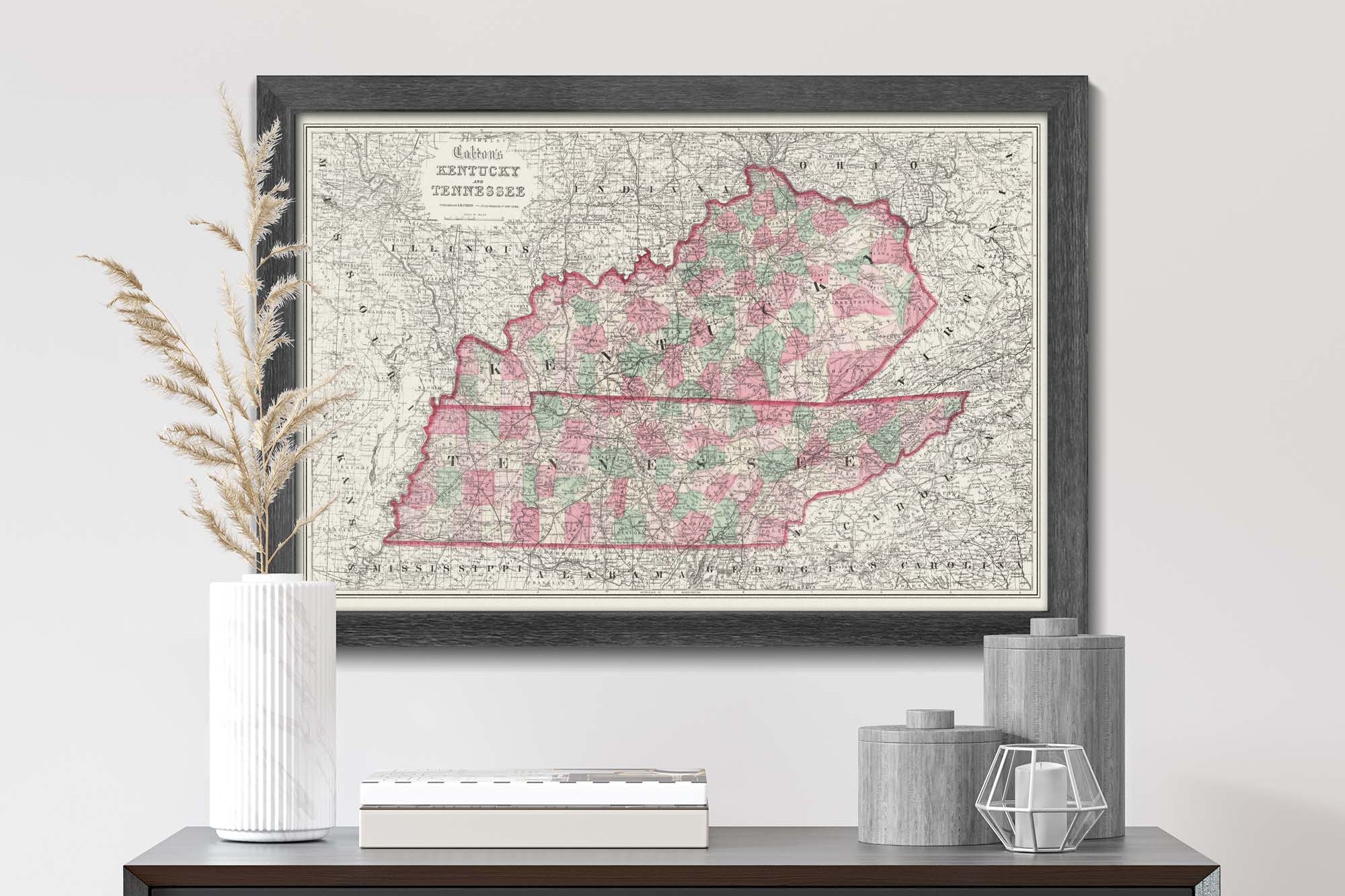 Vintage Kentucky and Tennessee Map
