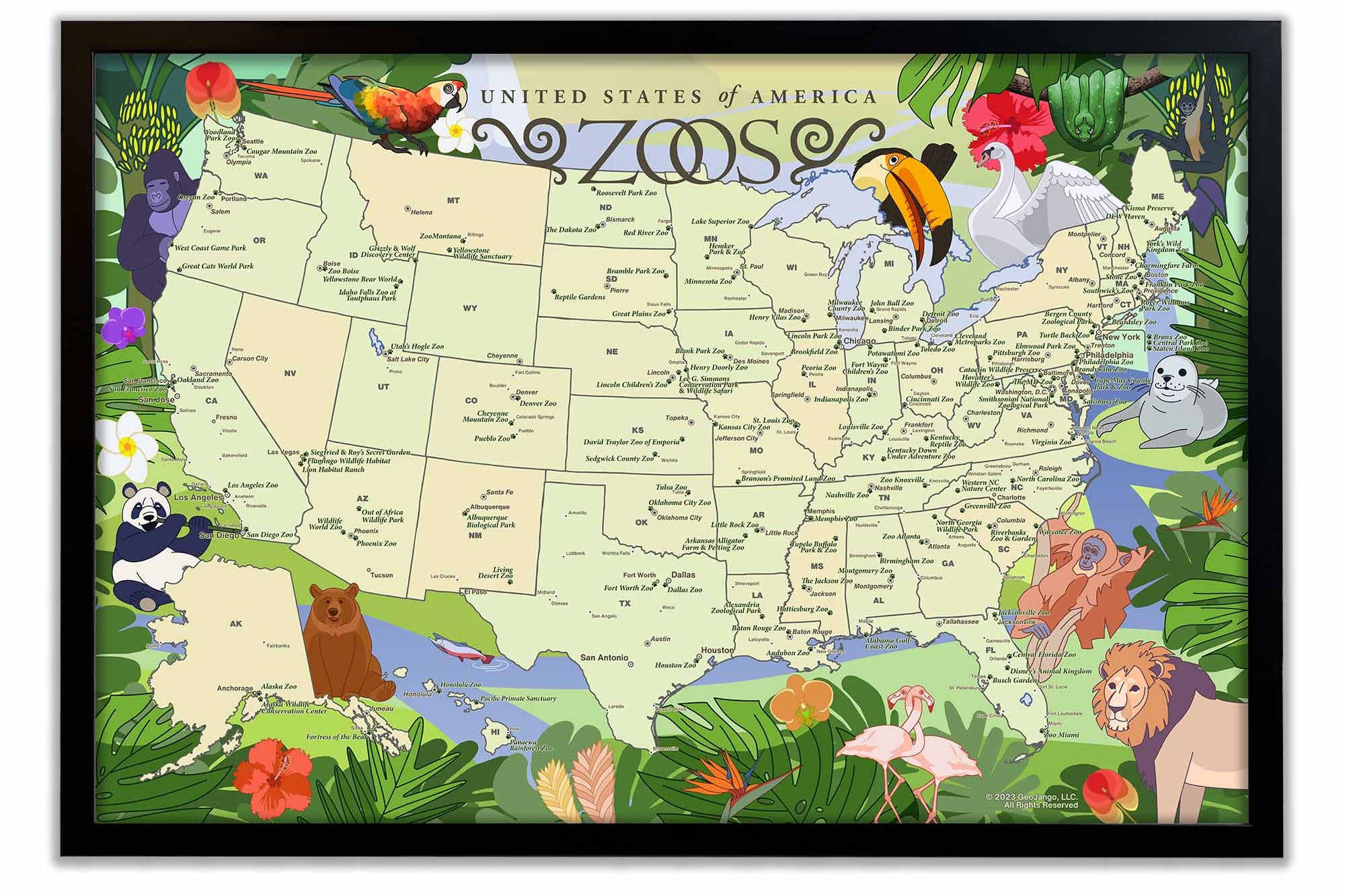 Map of Best Zoos in the USA