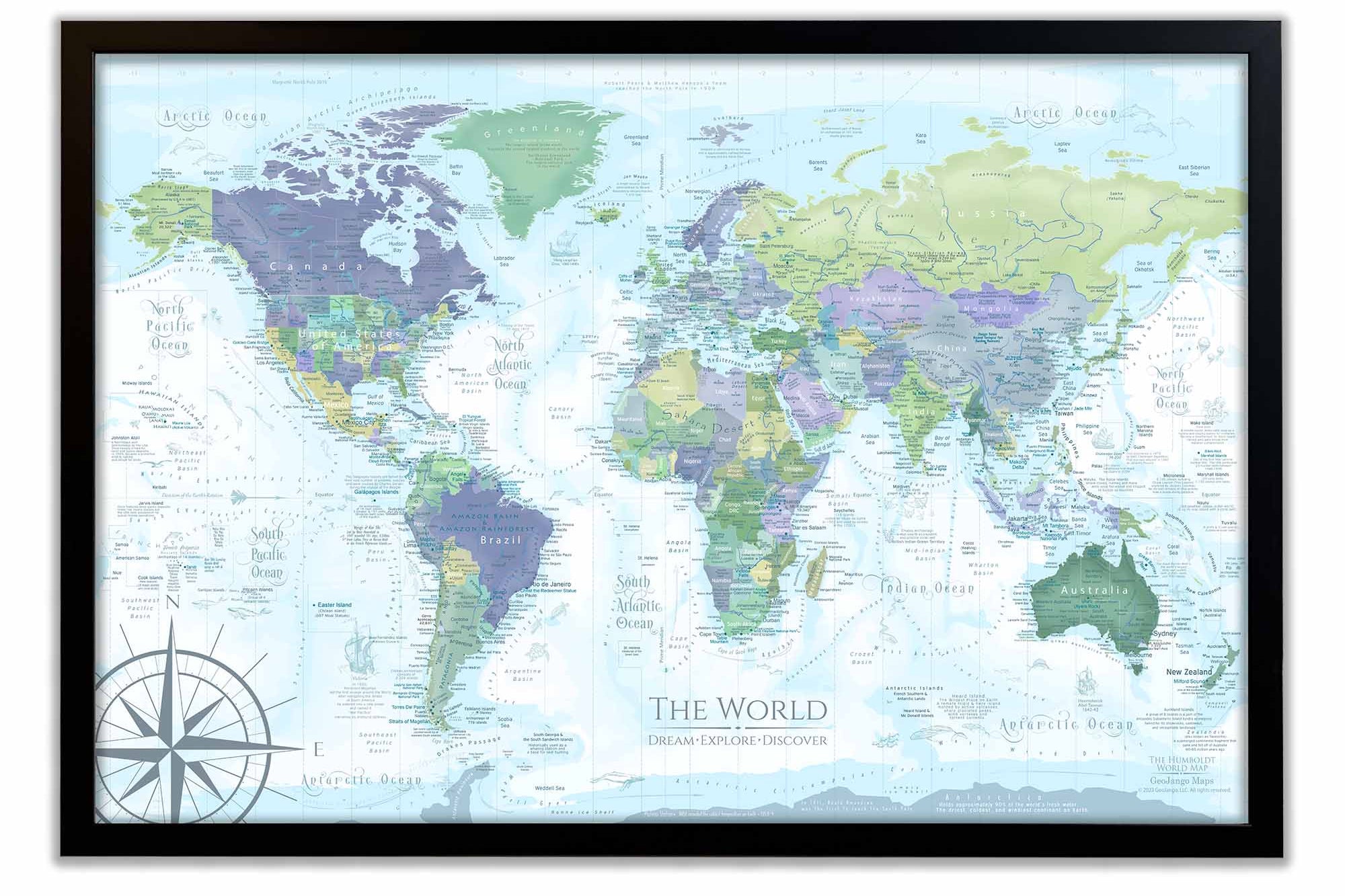 framed world map canvas