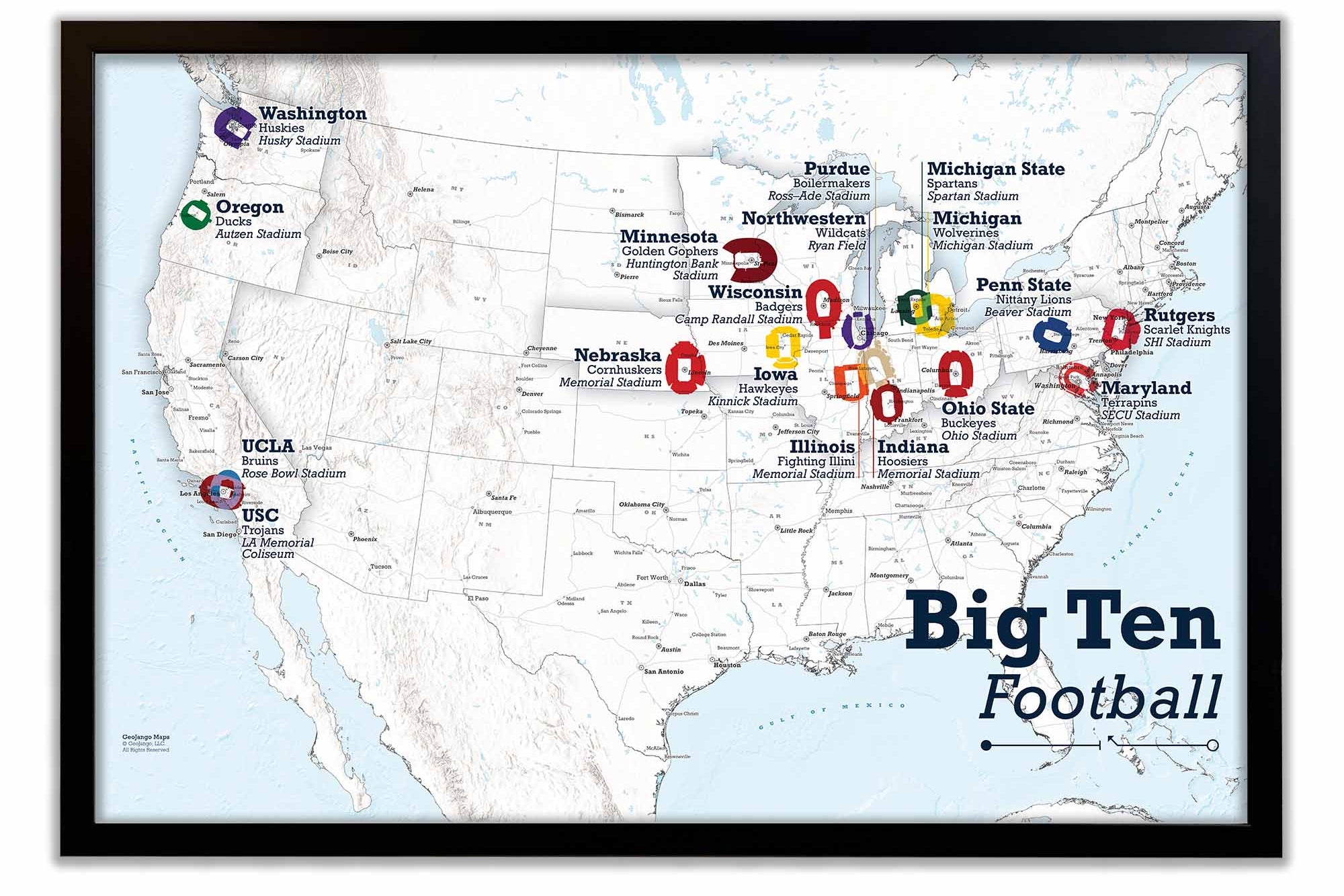 Big ten football map