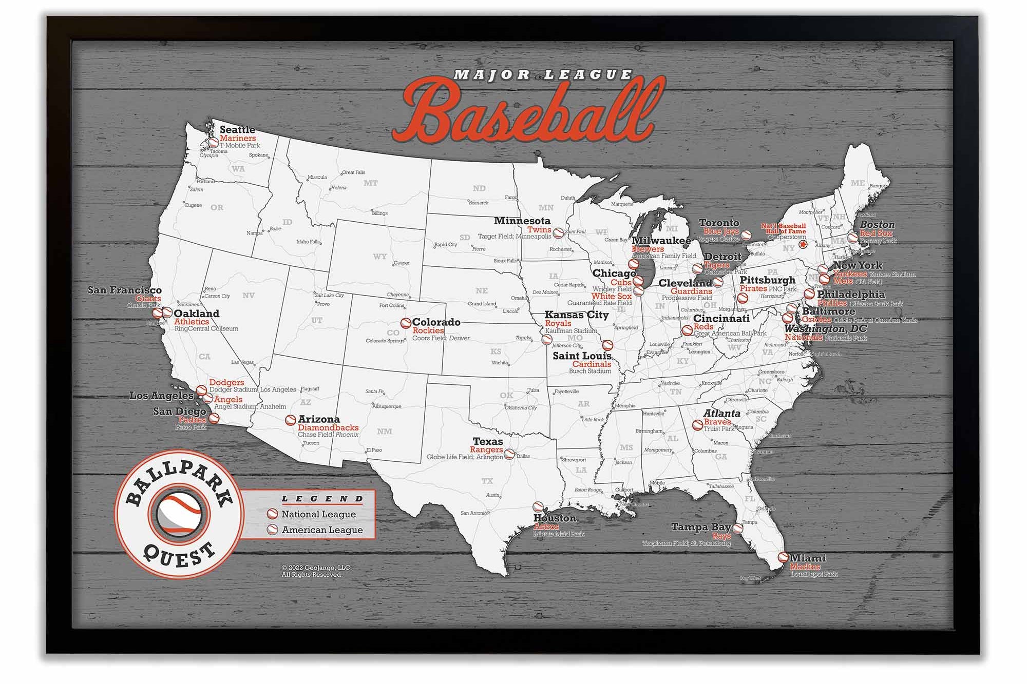 Baseball Stadium Map Travel Tracker