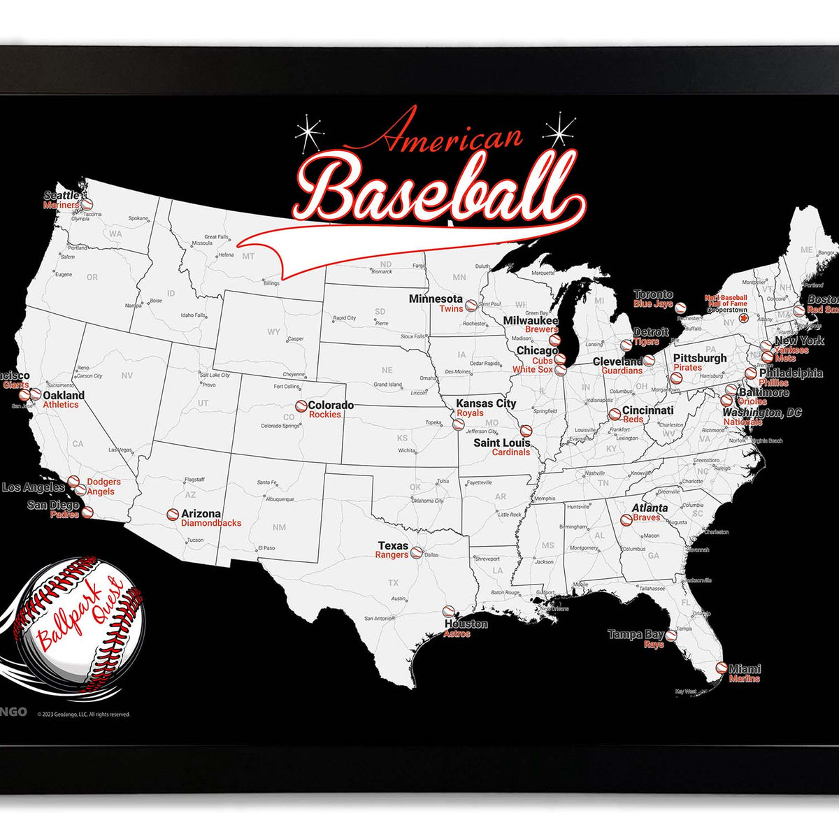 Baseball Teams Map – GeoJango Maps