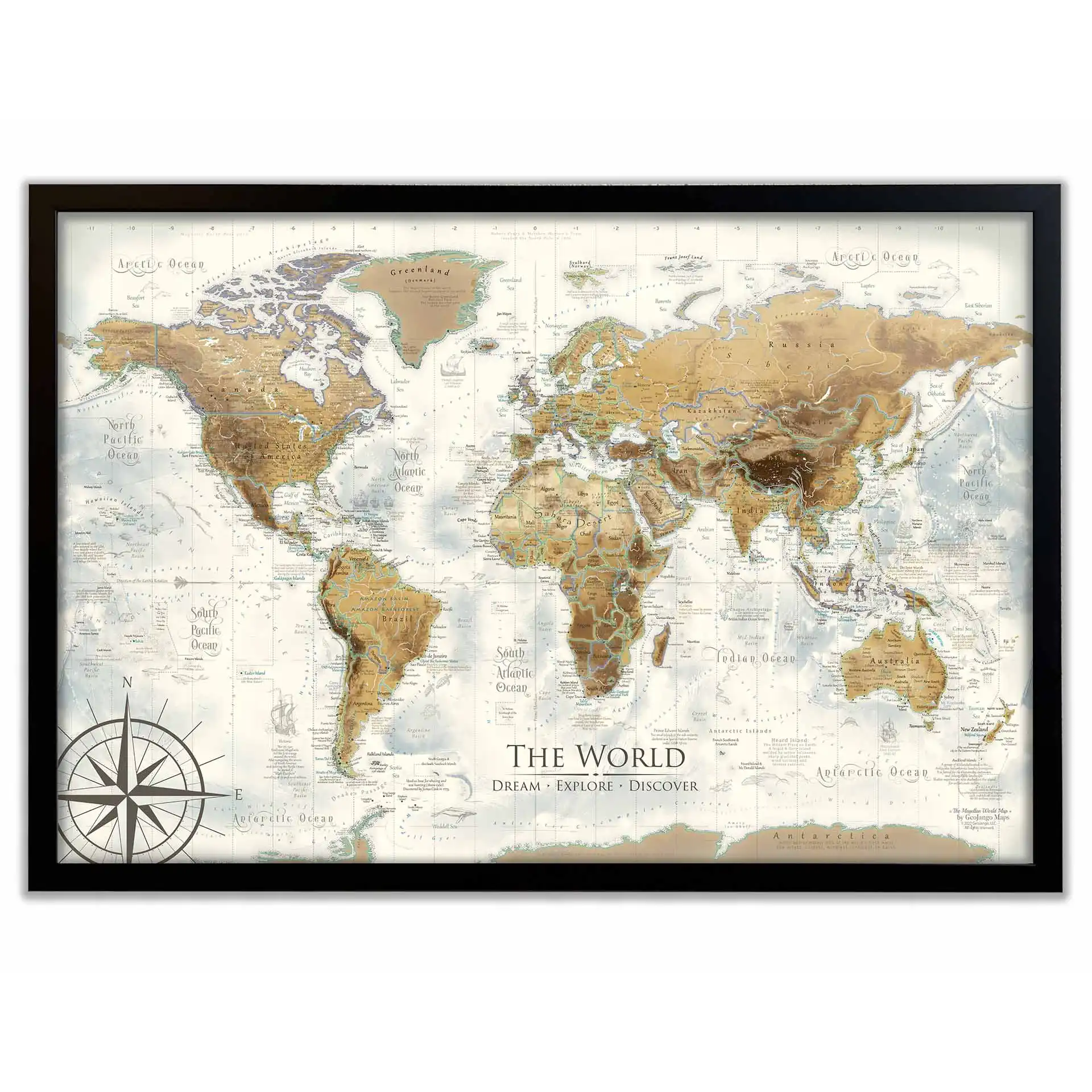 Vintage World Travel Map with Modern Geography