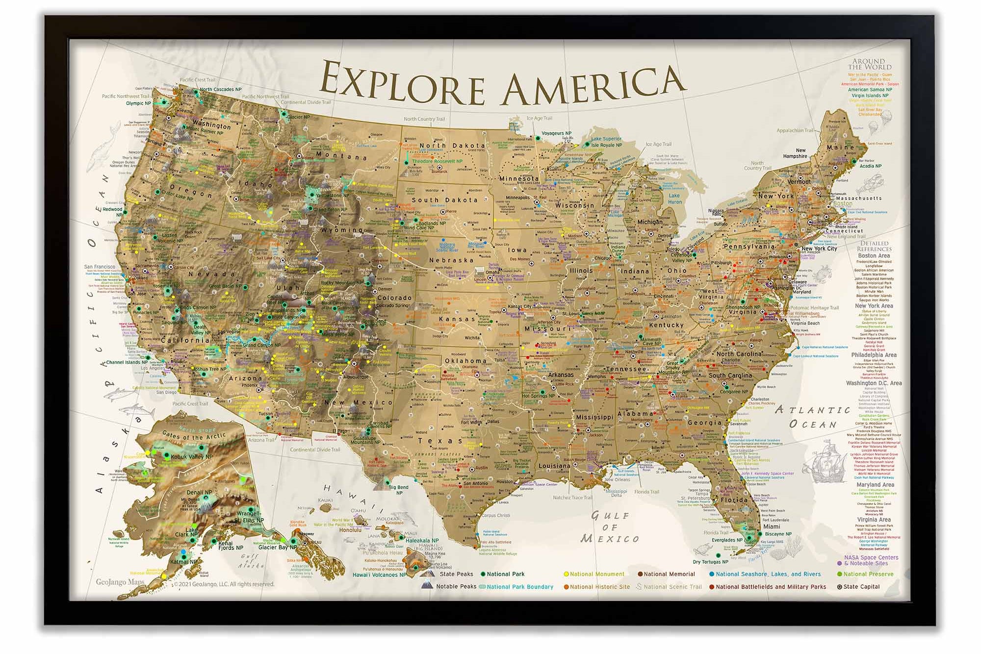Wall Map of USA with Push Pins