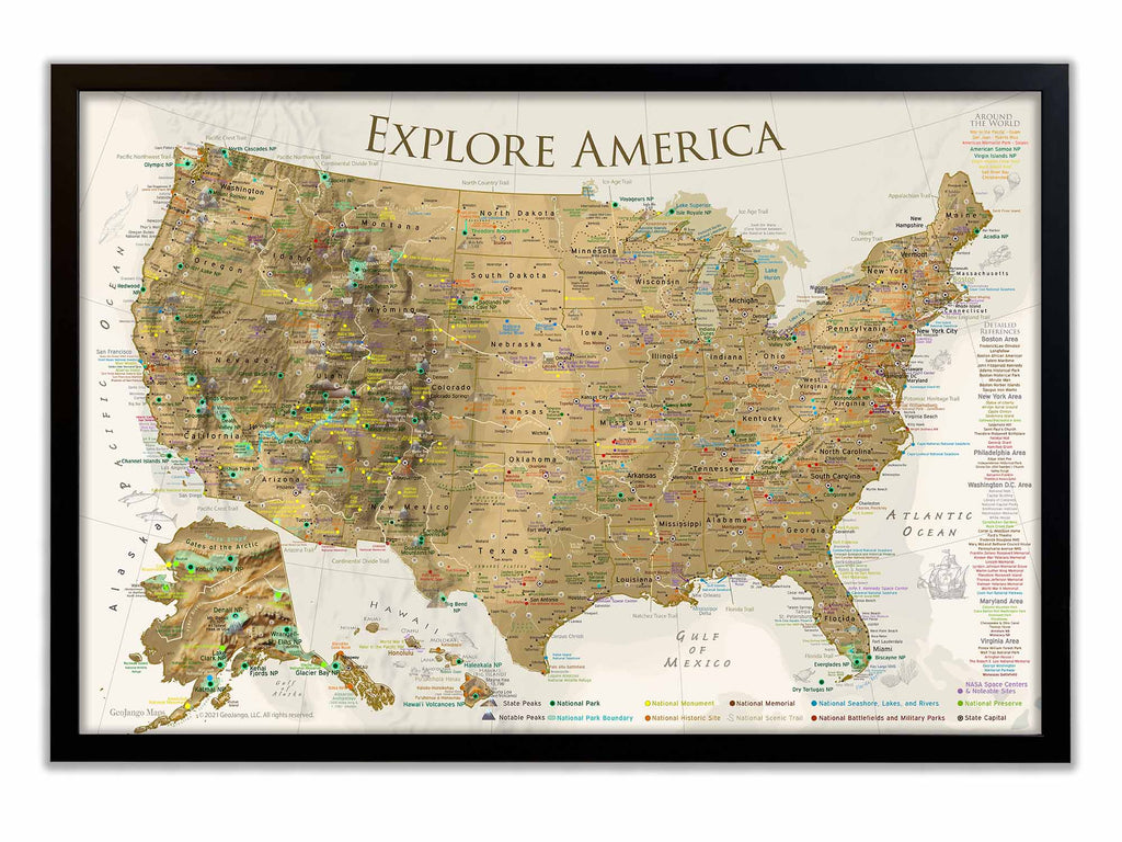 Wall Map of USA with Push Pins
