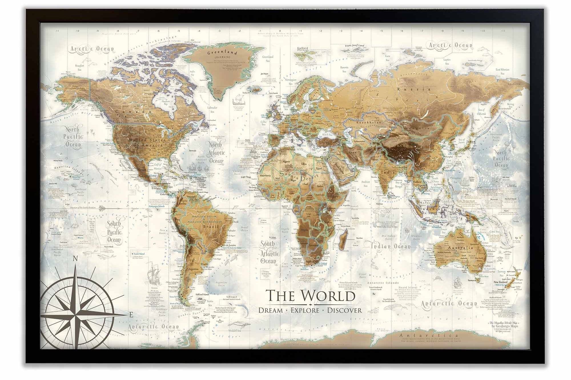 Vintage World Travel Map with Modern Geography