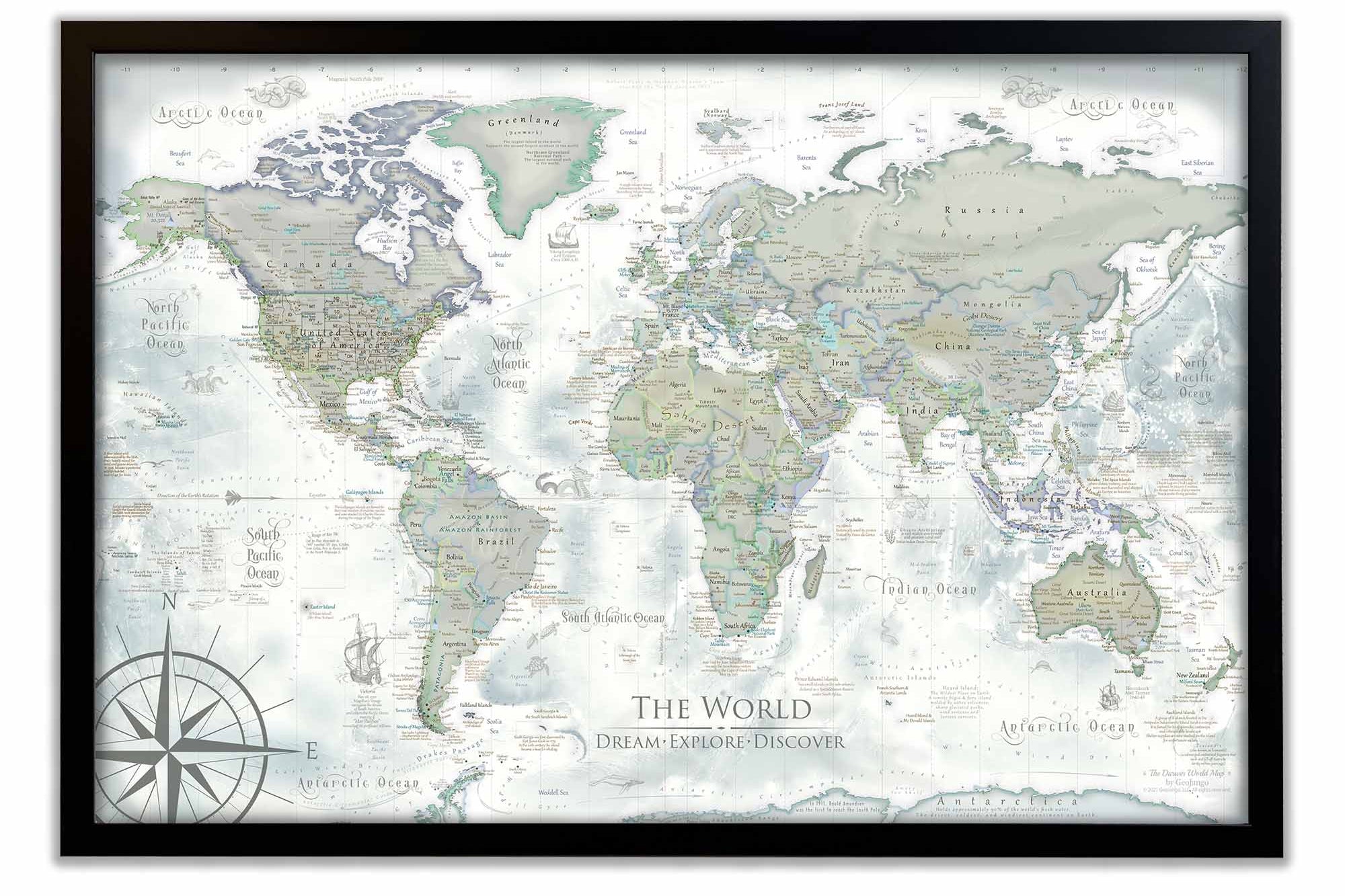 Vintage World Map with Modern Geography