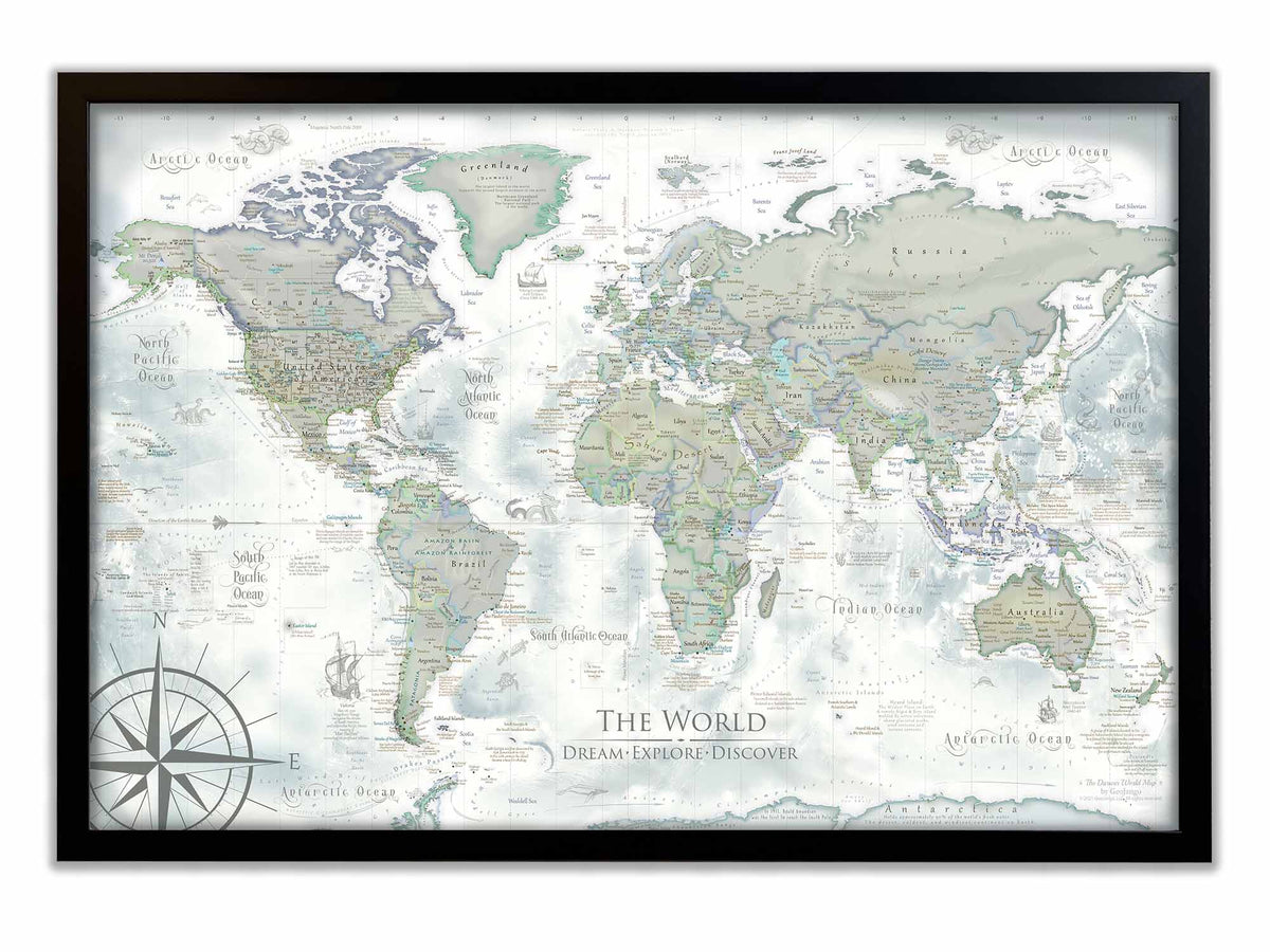 Darwin Explorer's World Map With Pins - Personalized Travel Map ...