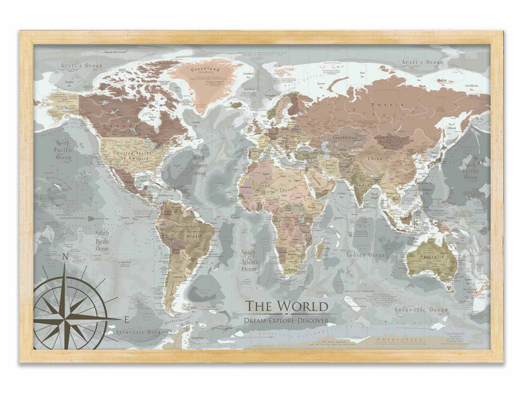 Vintage World Push Pin Travel Map - Classic – GeoJango Maps