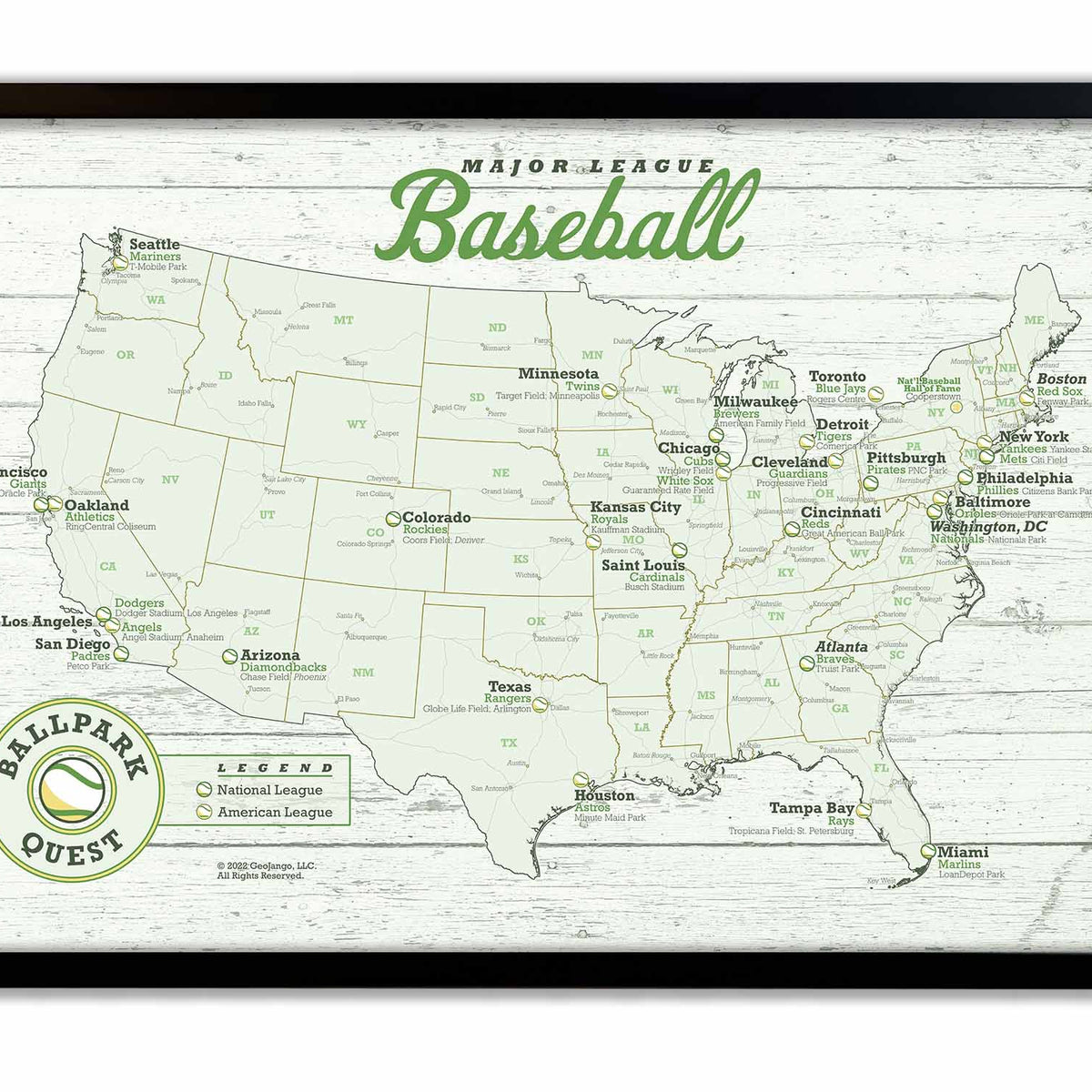 Pards Baseball Map Baseball Stadium Travel Tracker – GeoJango Maps