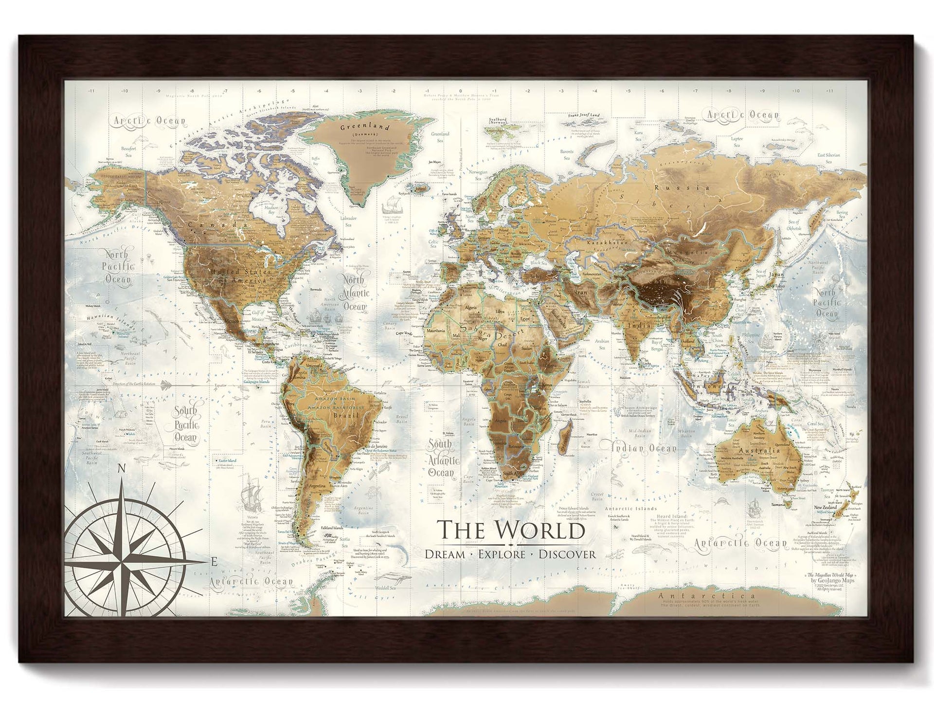 Personalized Magellan World Push Pin Travel Map - Vintage Adventuring ...