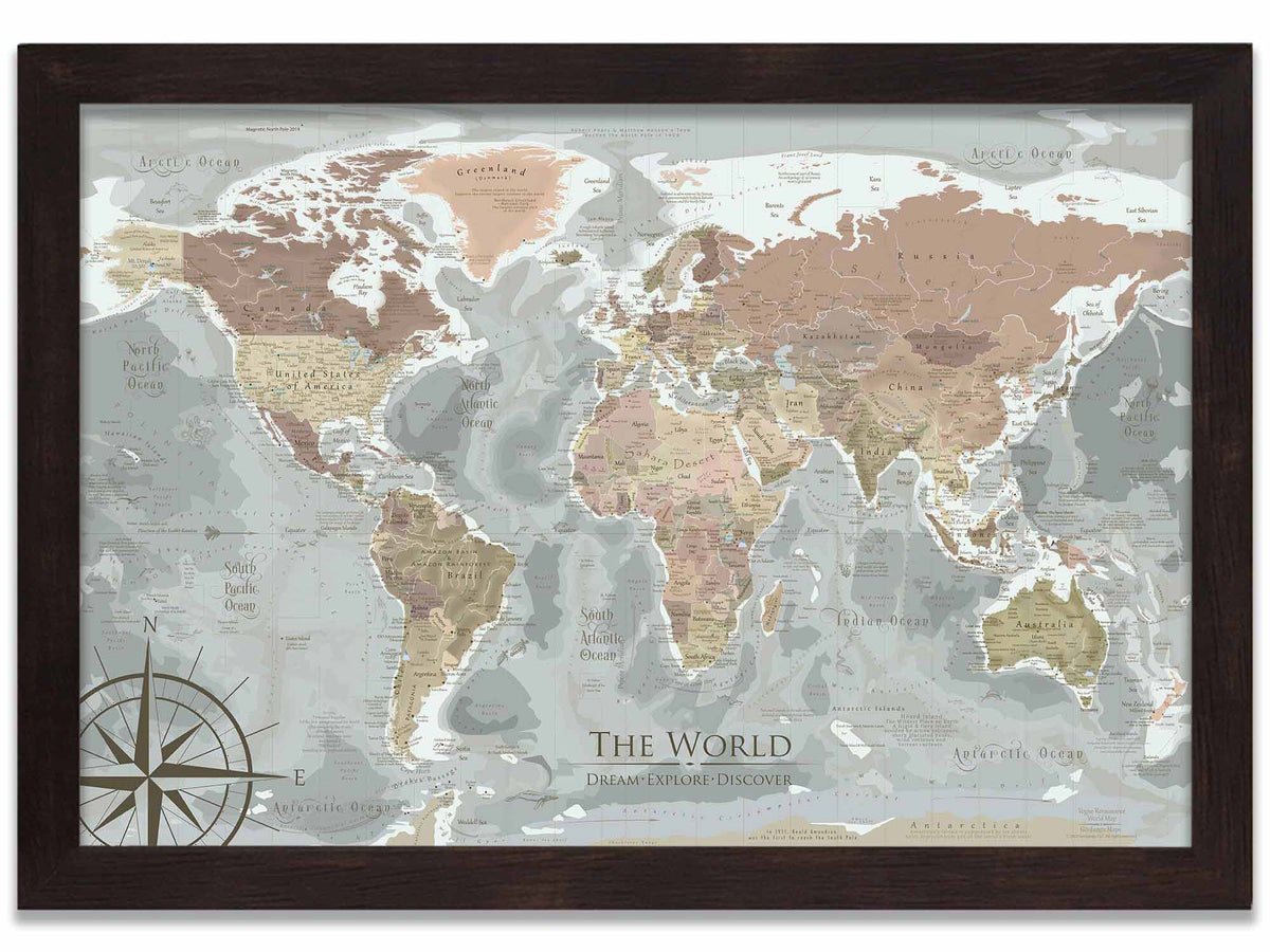 Vintage World Push Pin Travel Map - Classic – GeoJango Maps