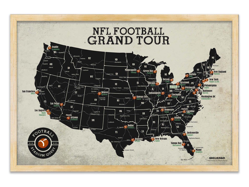 NFL Map, Football Teams and Stadiums – GeoJango Maps