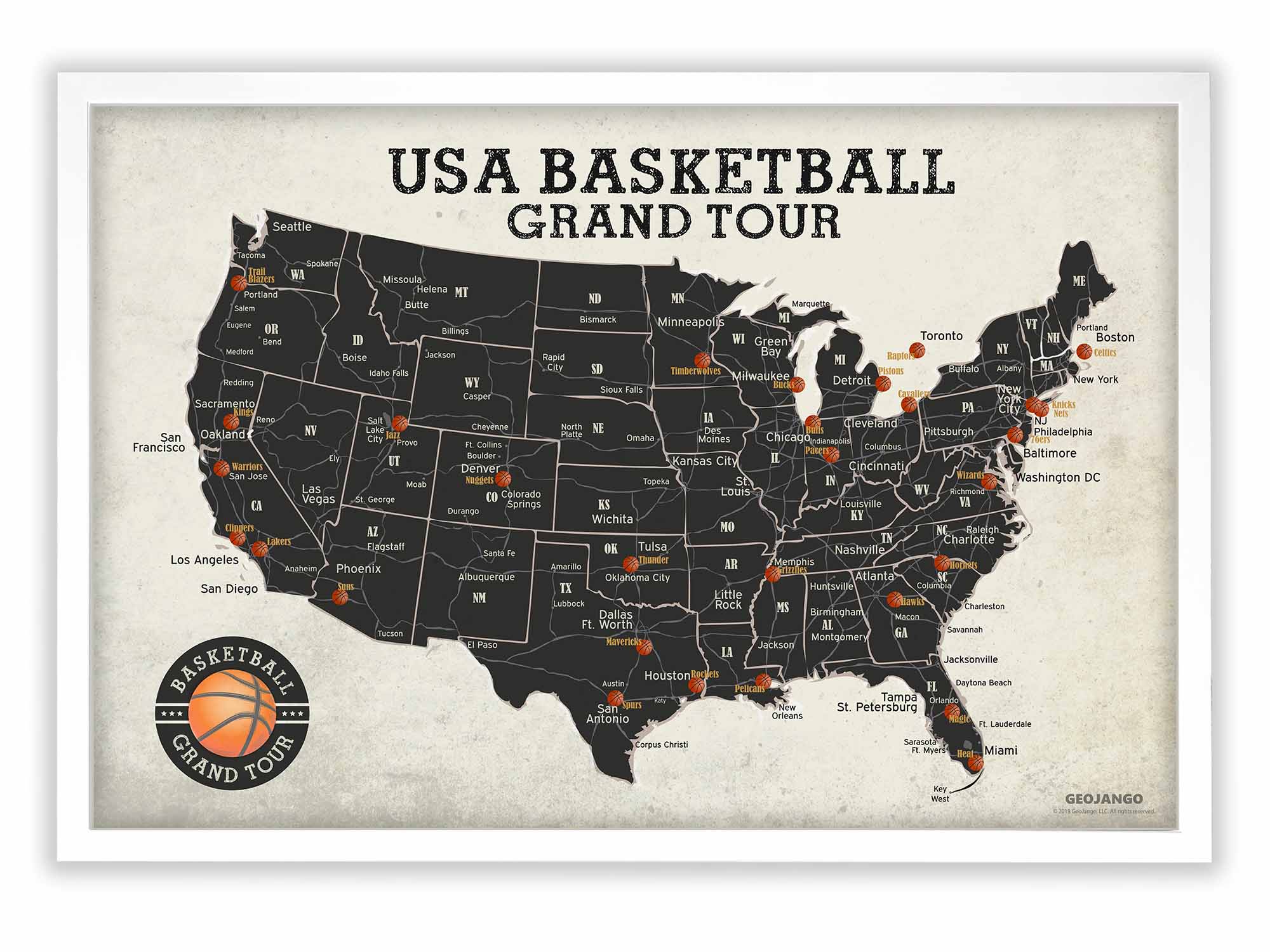 NBA Team Map, Basketball Arena Map – GeoJango Maps