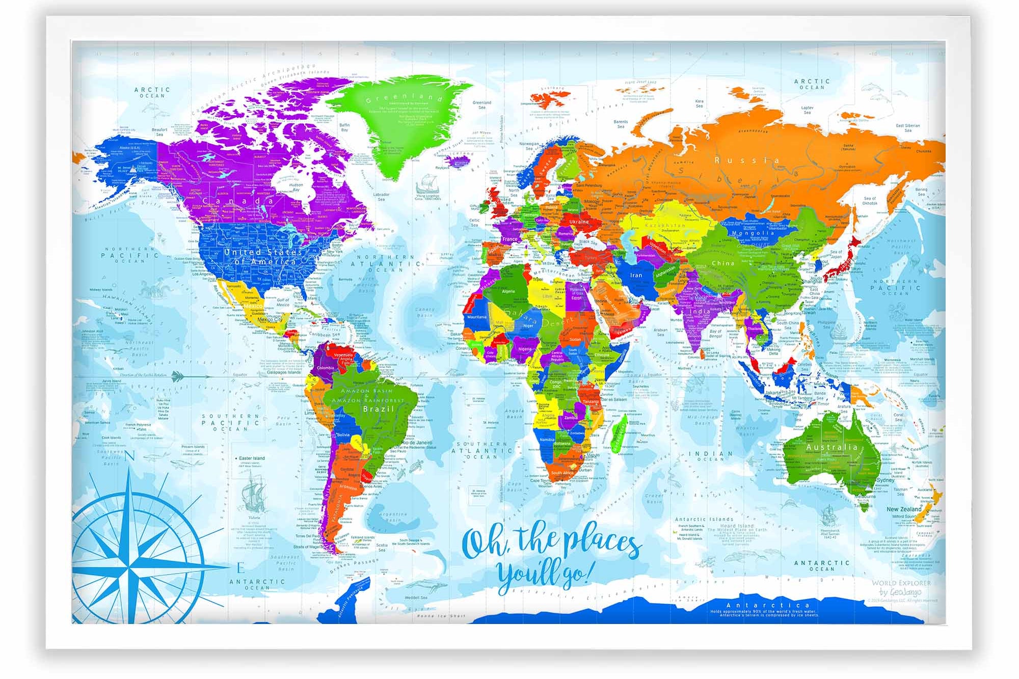 world Map for kids with labeled countries