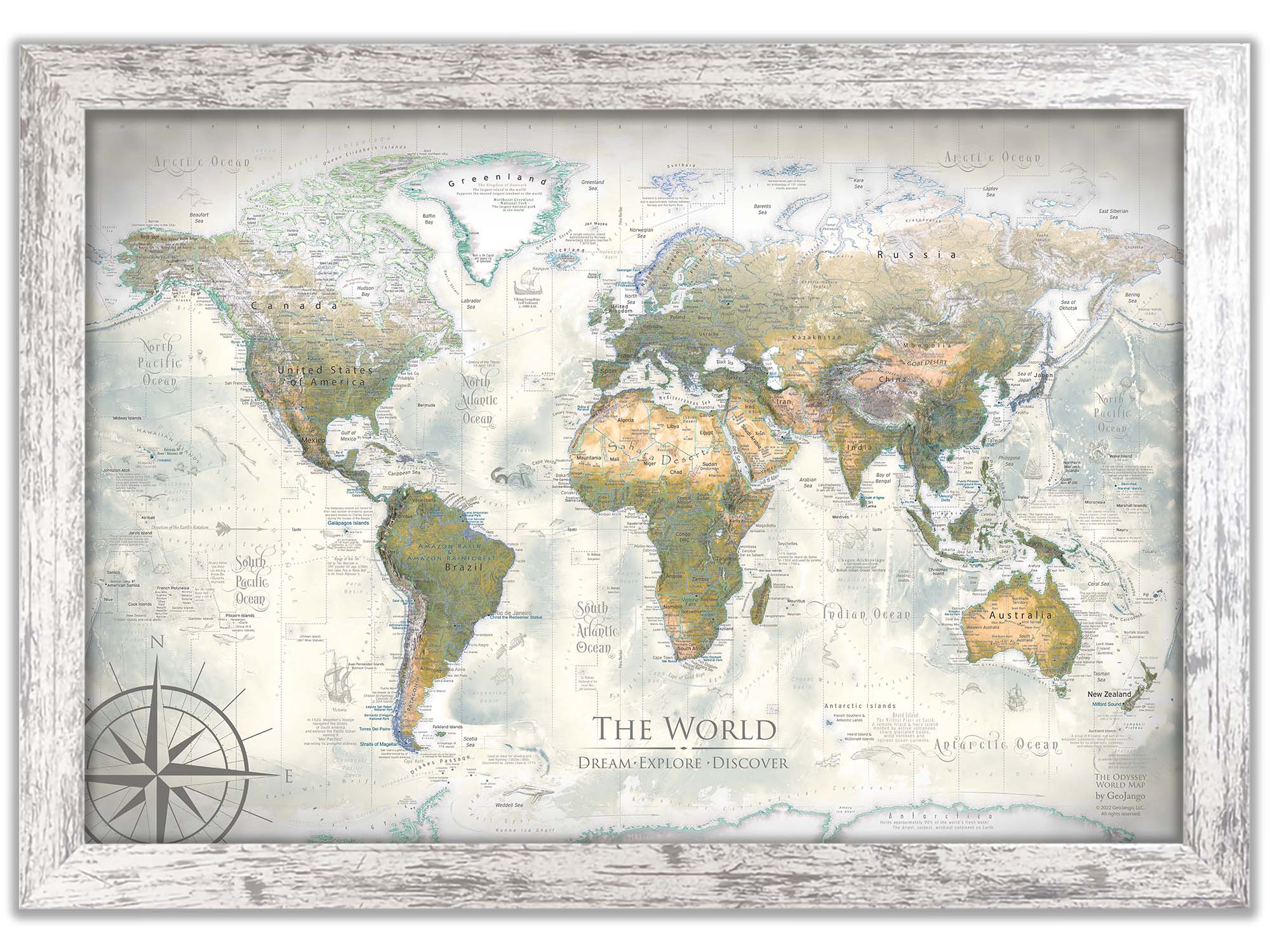 Odyssey - Detailed World Travel Map with Pins