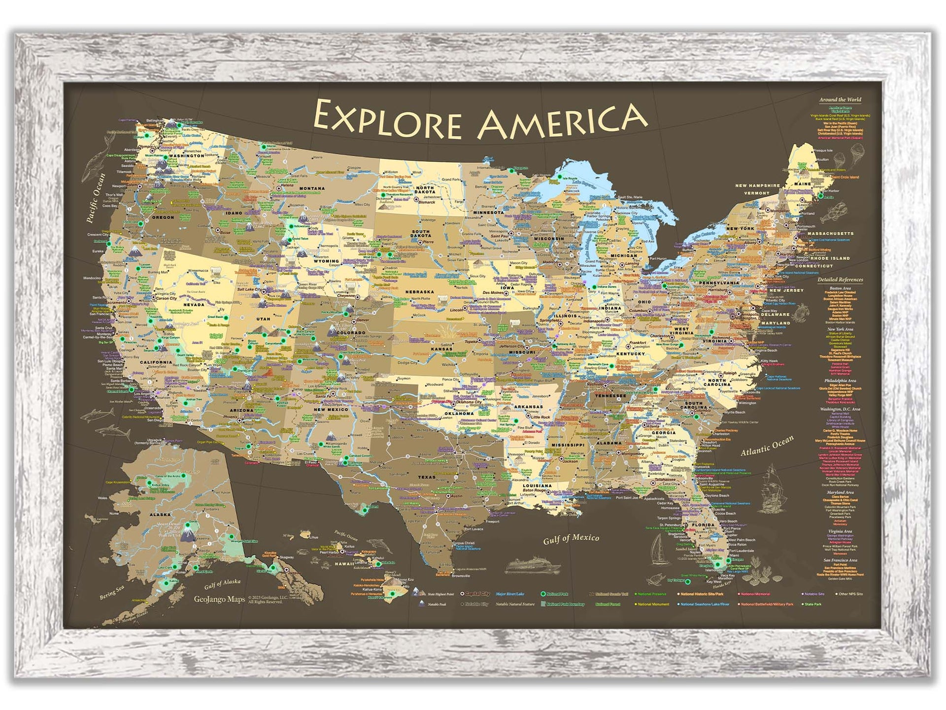 Explore America - National Parks Travel Map with Pins – GeoJango Maps