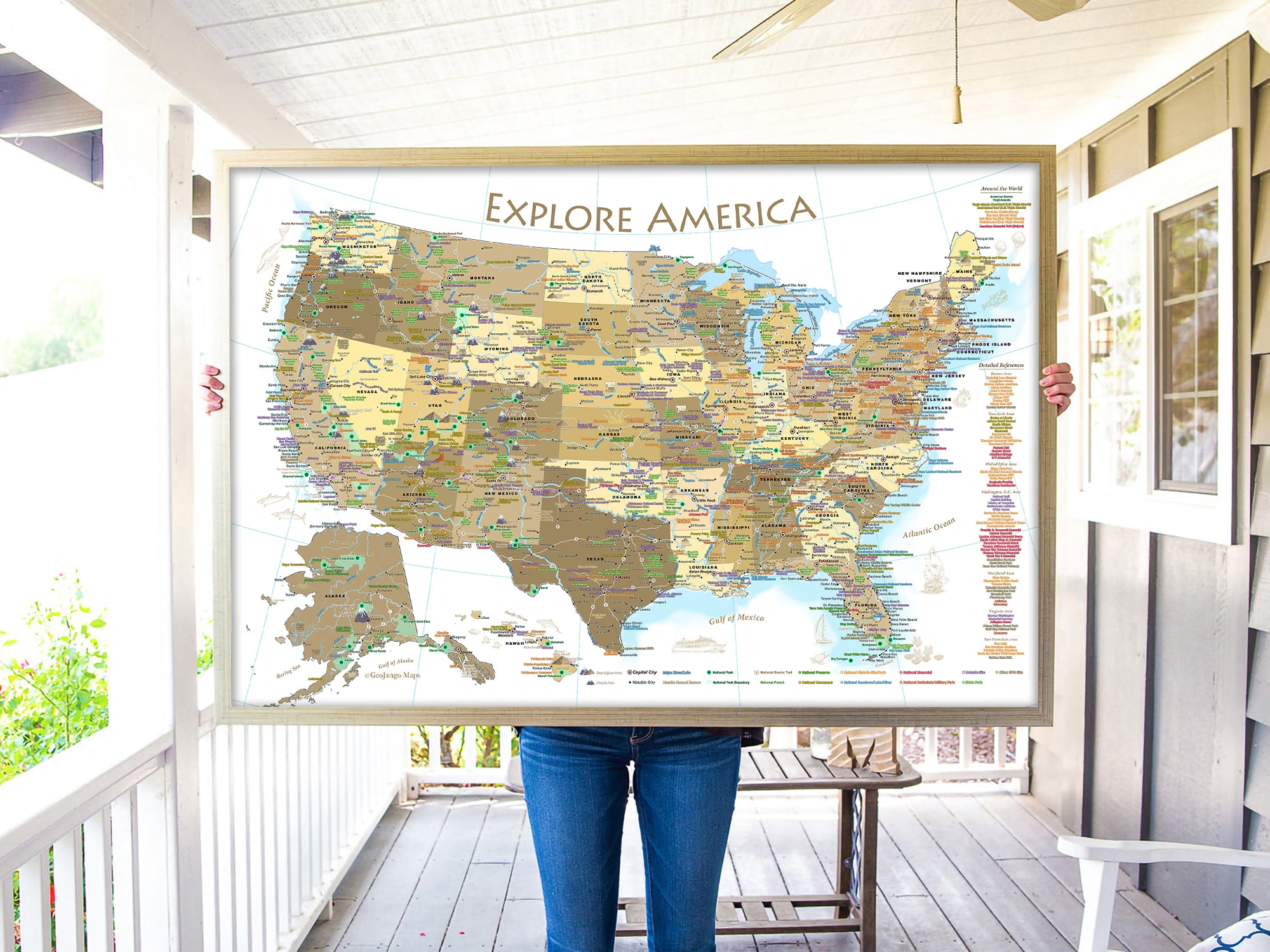 national parks map with pins