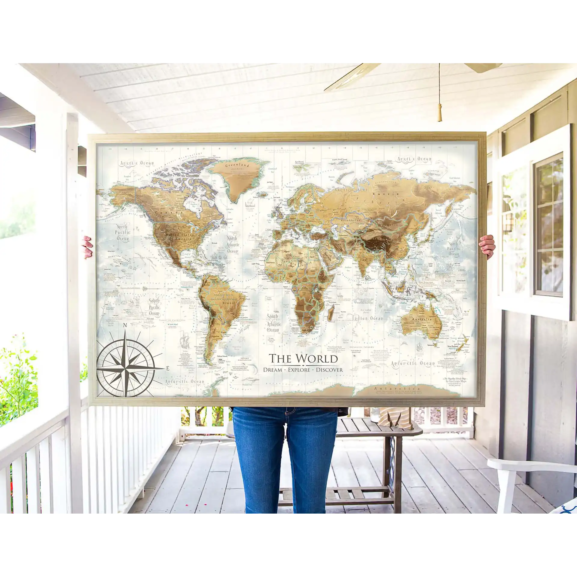 giant antique world map for wall decor and pinning your travels