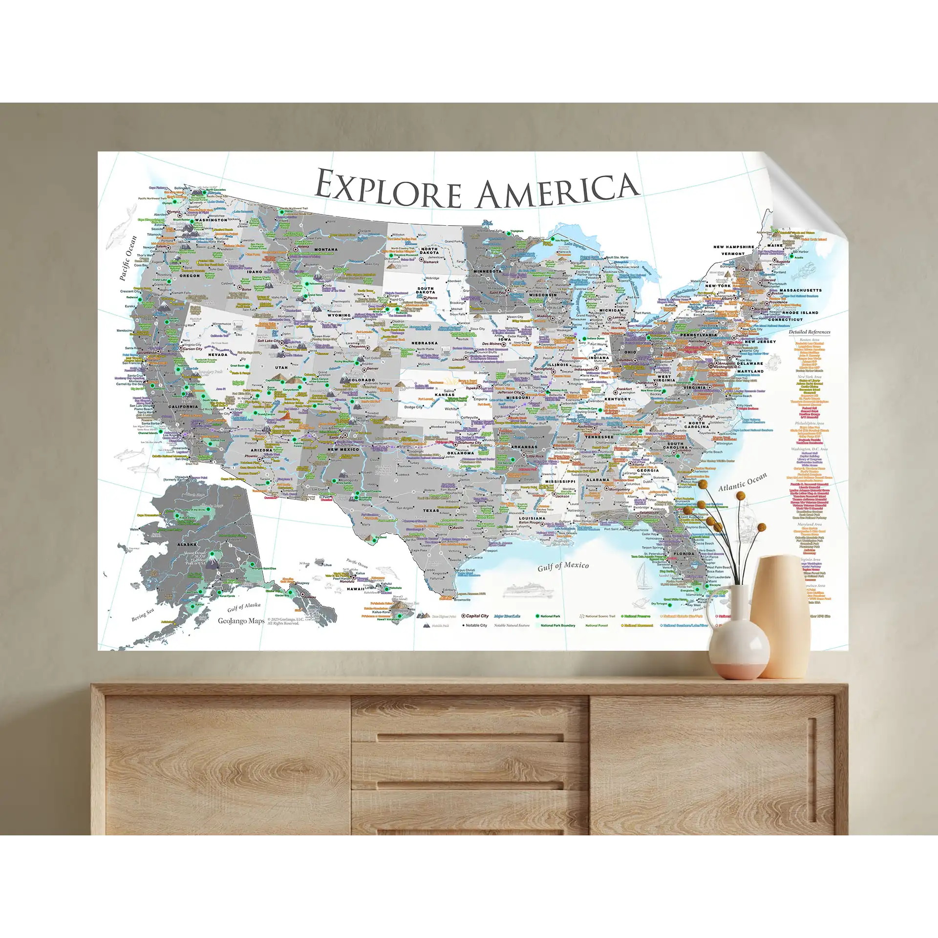 laminated map of the us