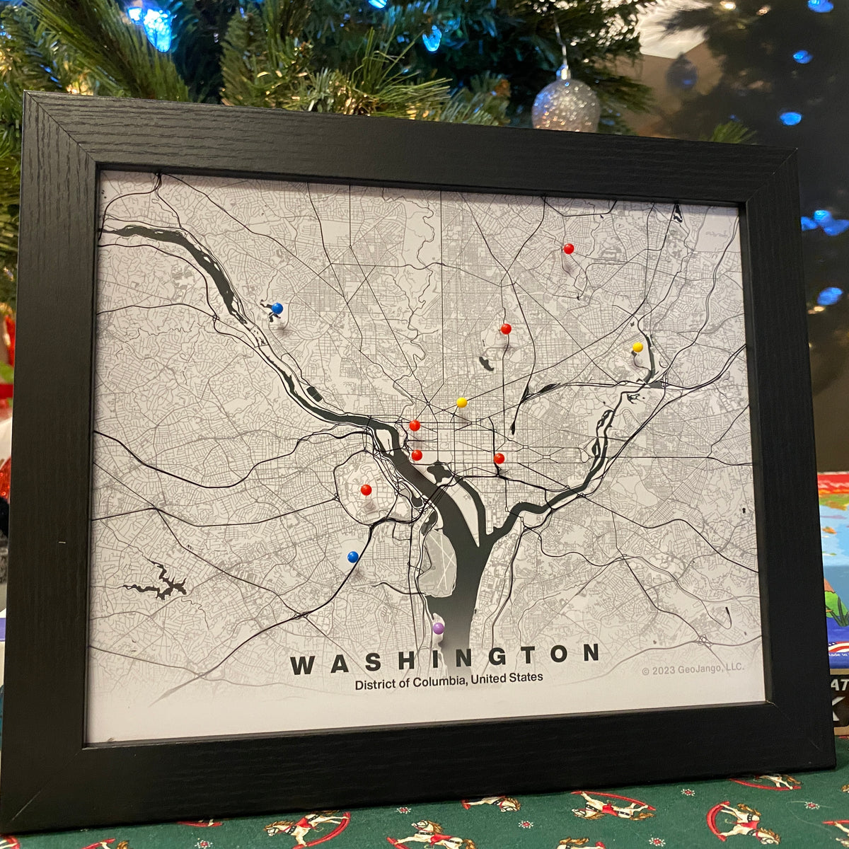 Framed City Push Pin Board Map – GeoJango Maps