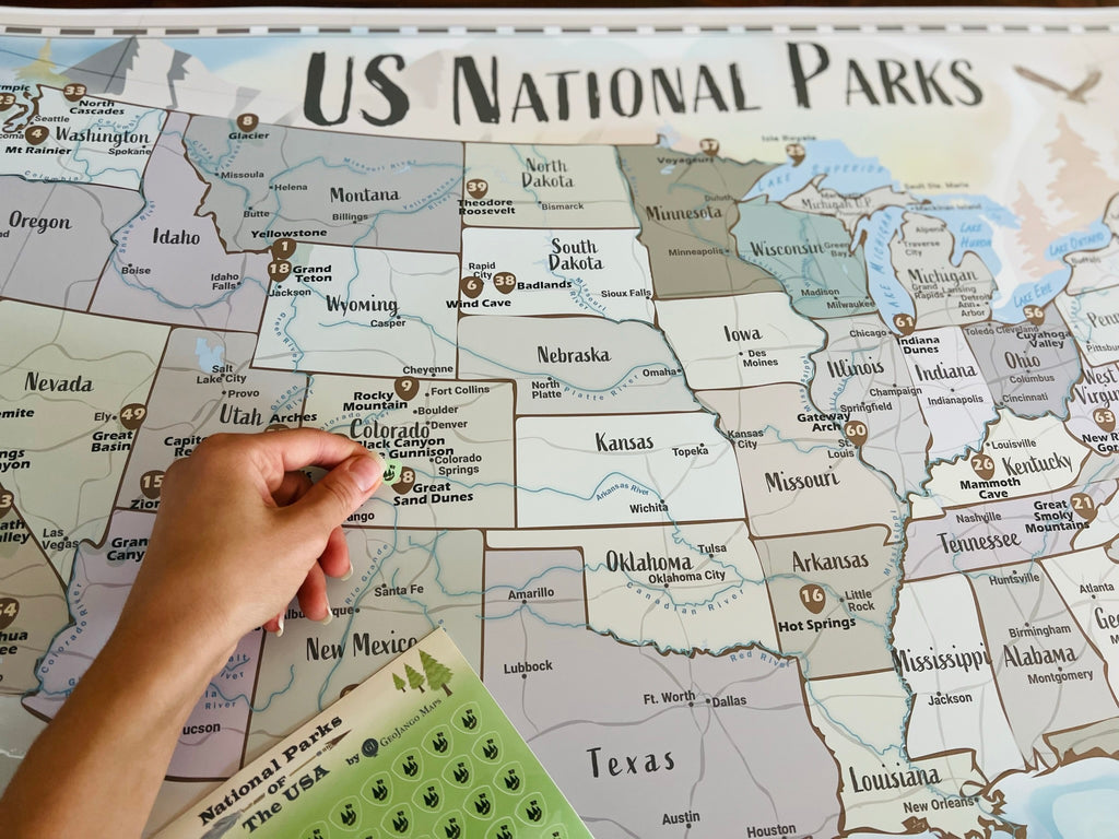 Wholesale national parks map with stickers