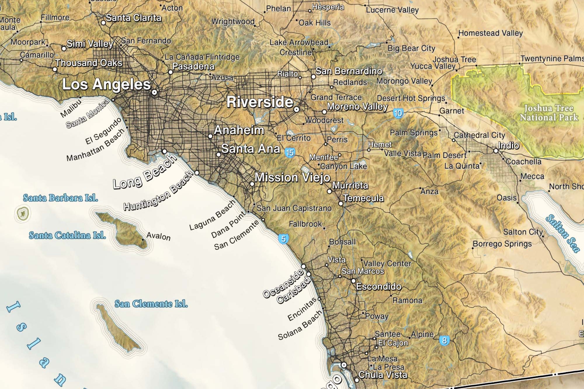 Topographic details of LA and the San Gabriels