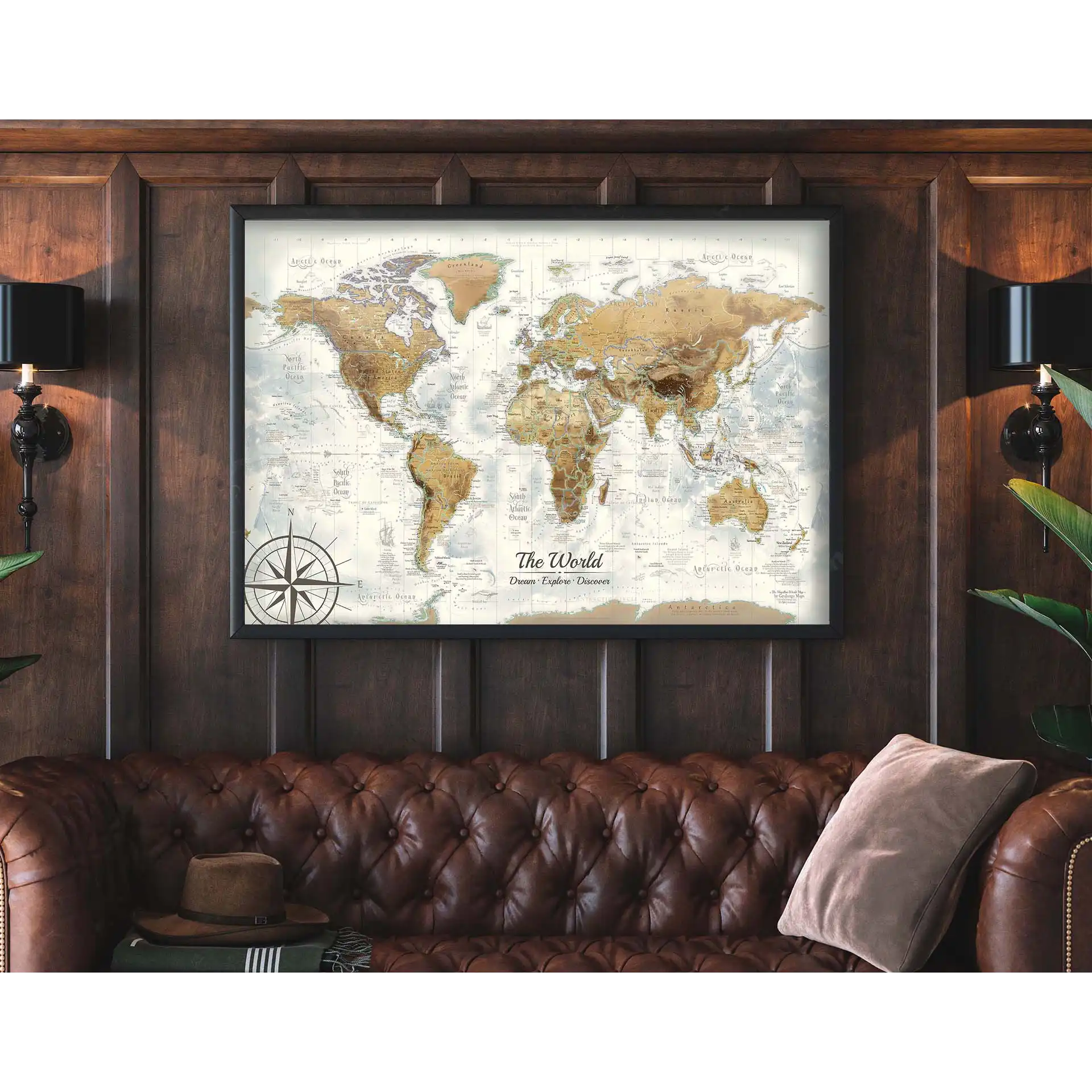 CEO Executive's Vintage World Map Pin Board