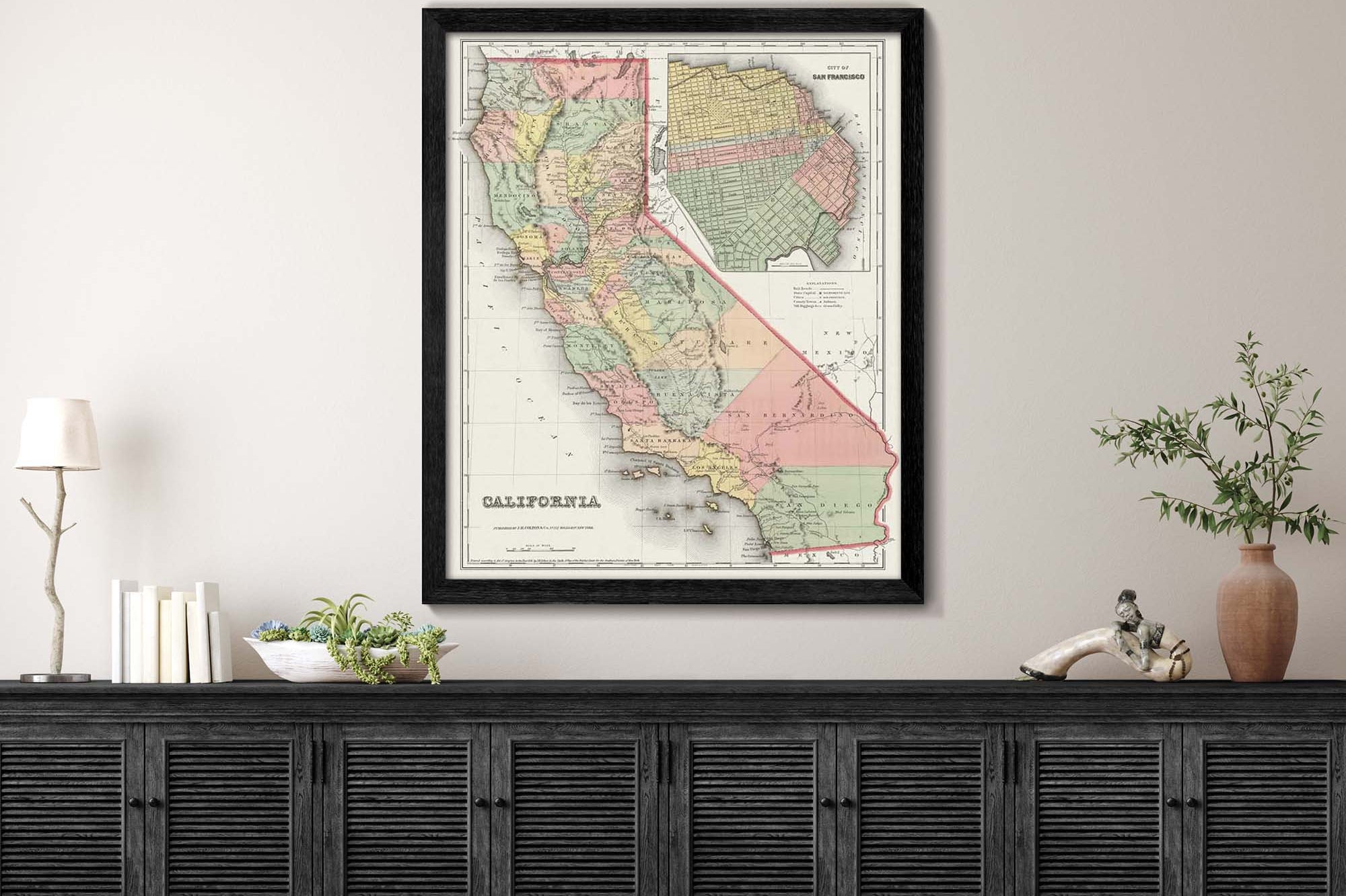 Historic Map of California with Tulare Lake