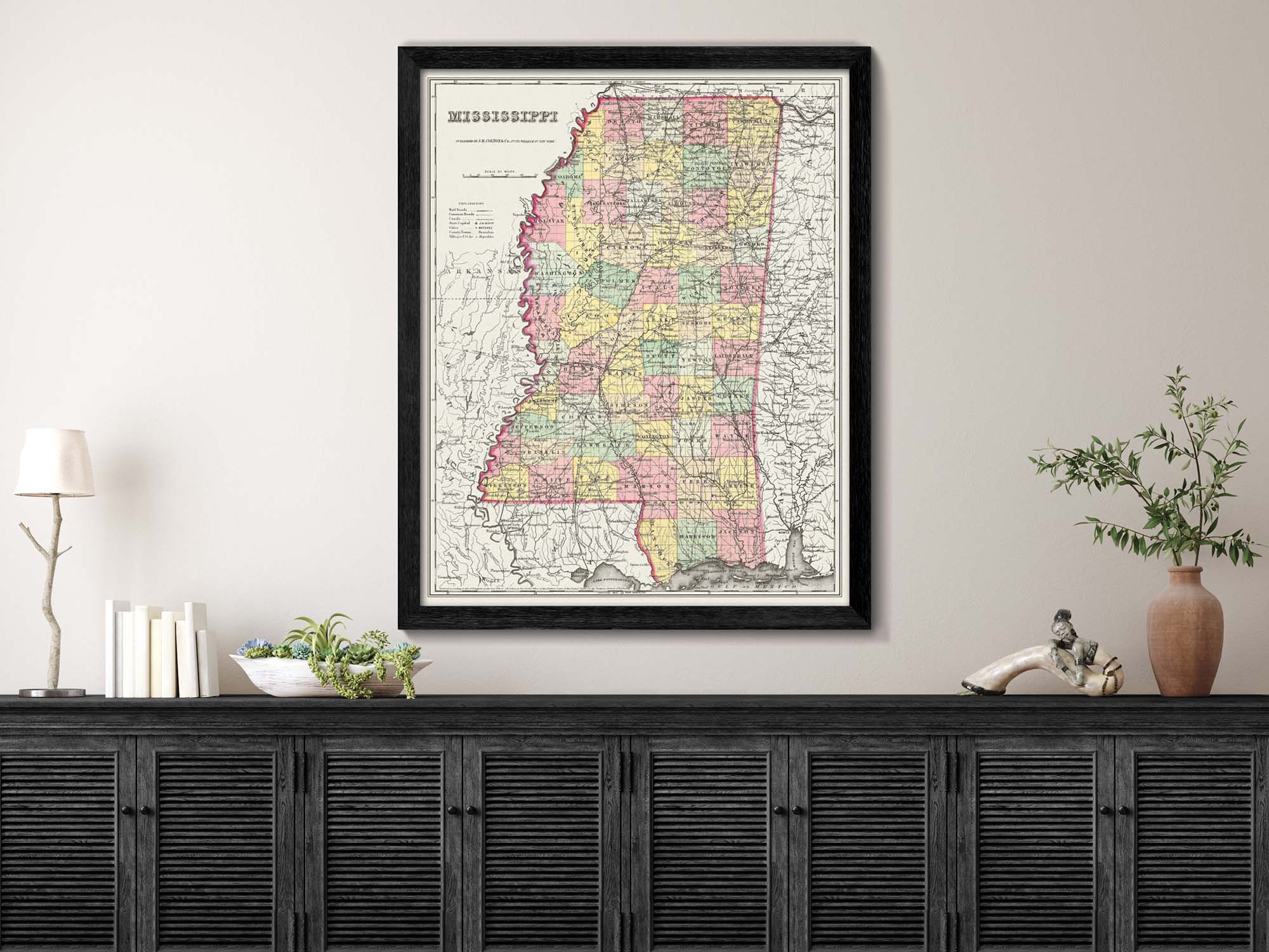 restored historic map of Mississippi