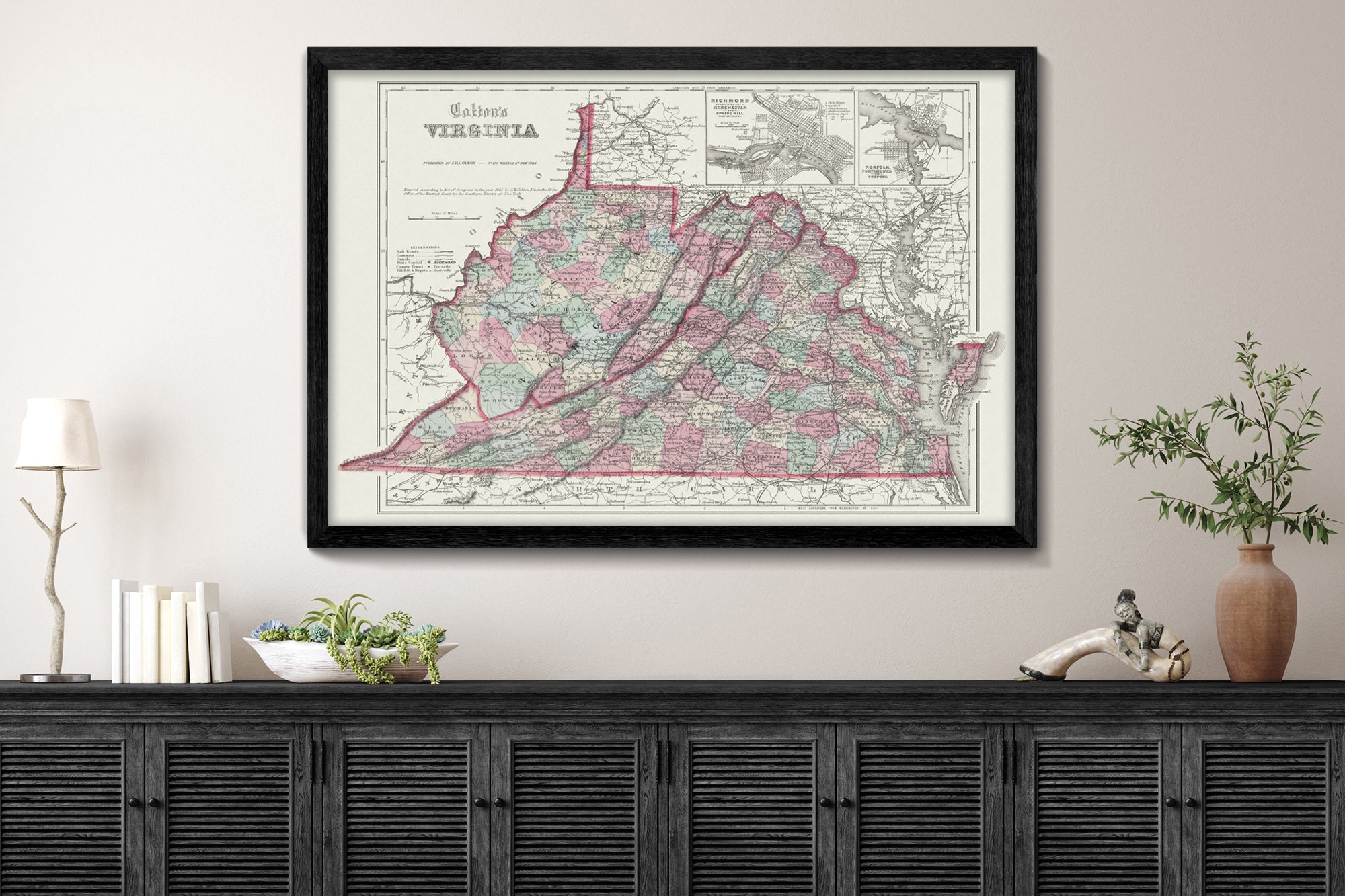 detailed antique virginia map