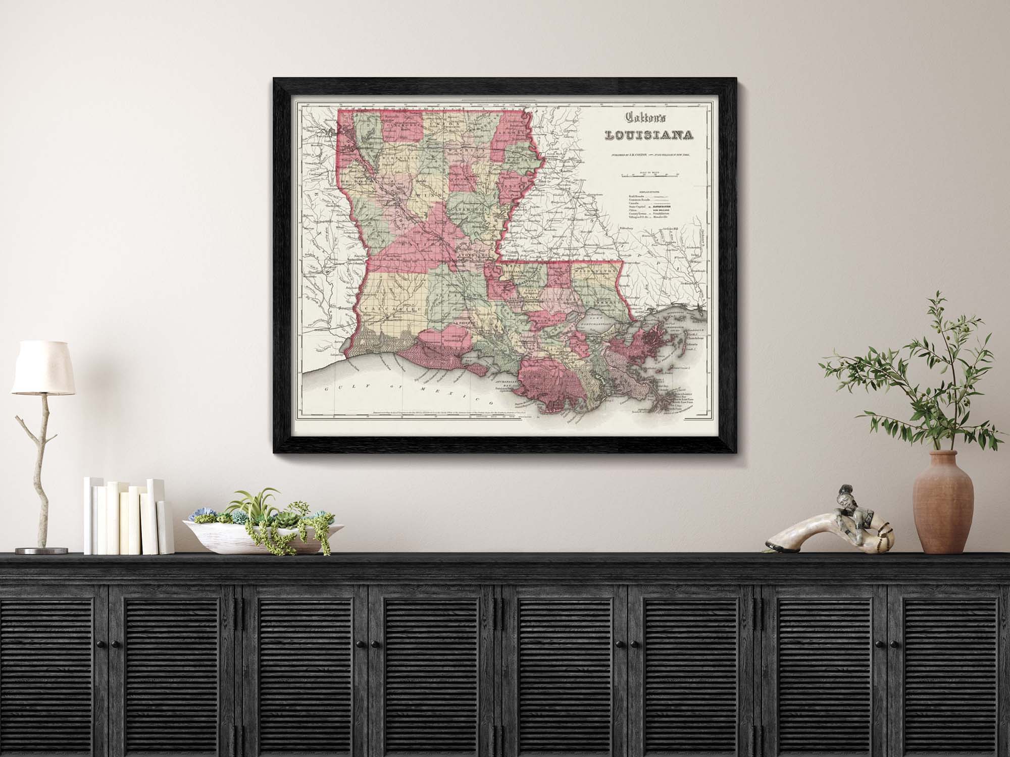 state of Louisiana vintage map