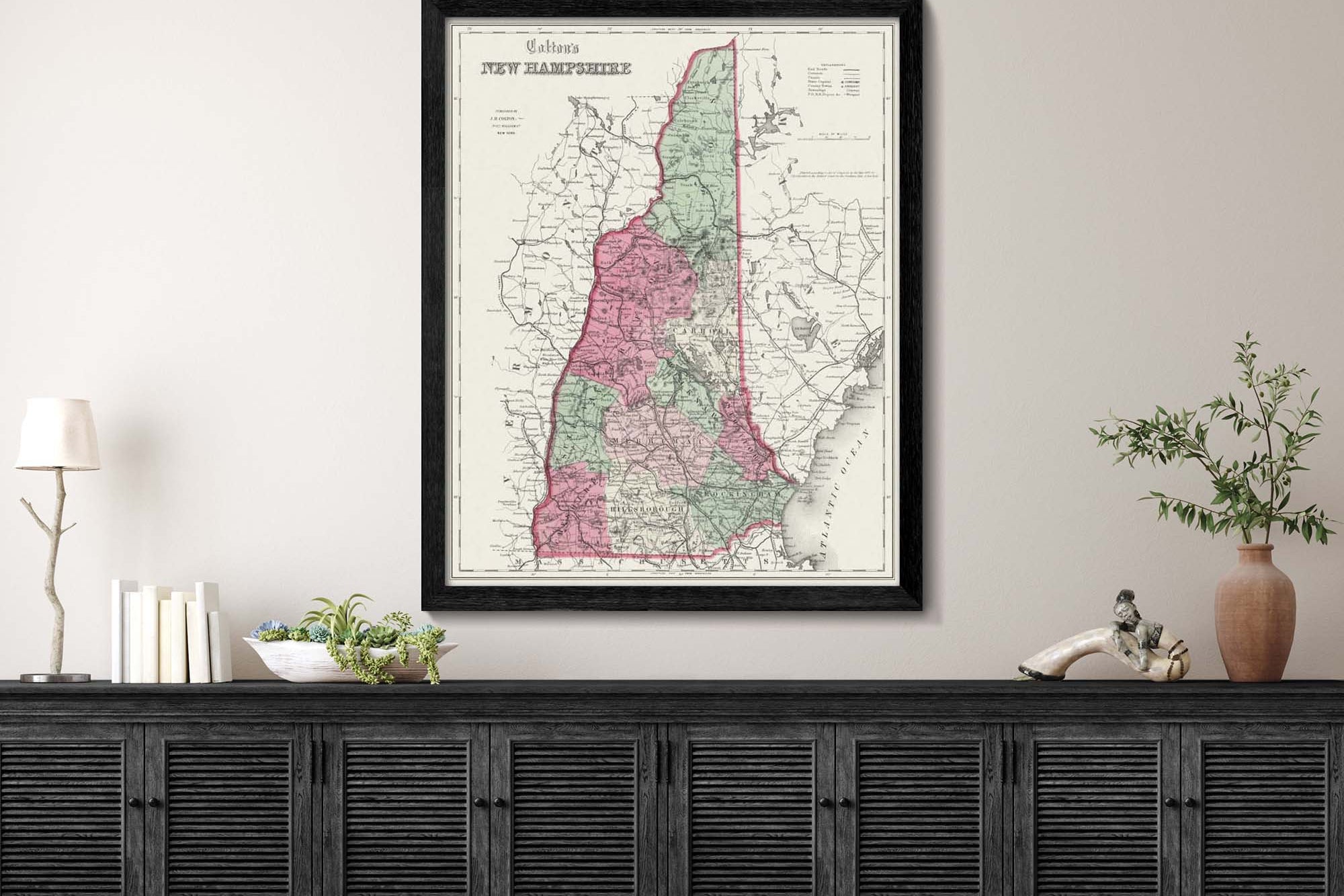 Vintage State of New Hampshire Map