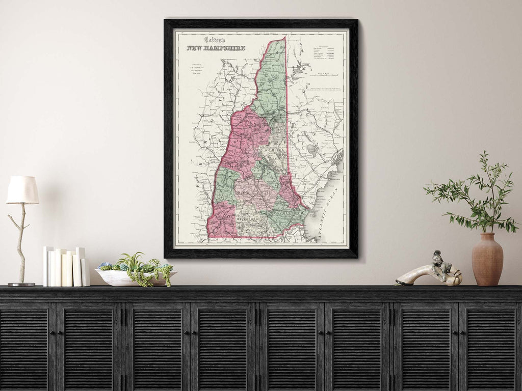 Vintage State of New Hampshire Map