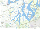 detailed view of map of puget sound wa push pin