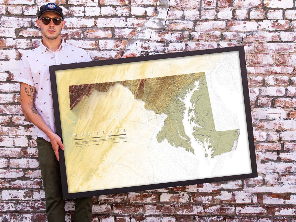 Maryland topography map wall art