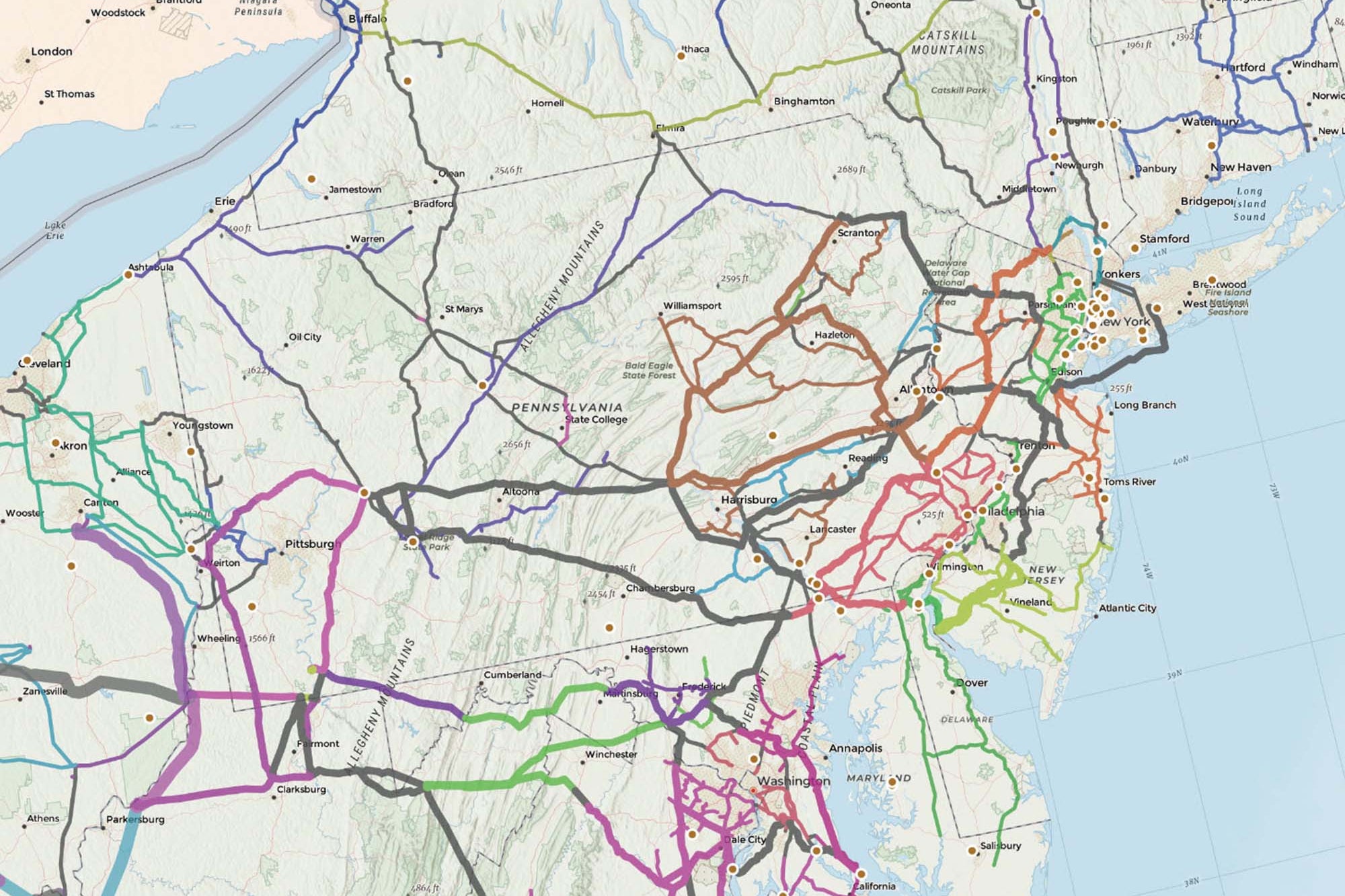 US Power Grid Map - Northeast Detail