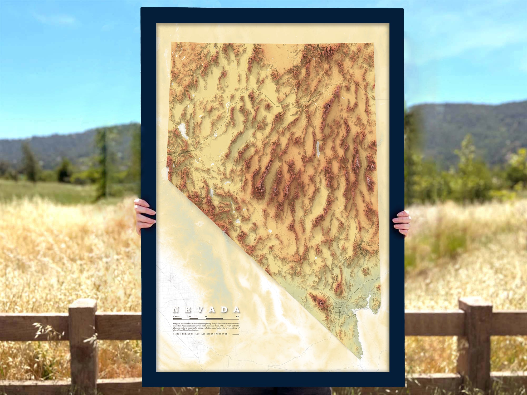 Elevation Map of Nevada Shaded Relief – GeoJango Maps